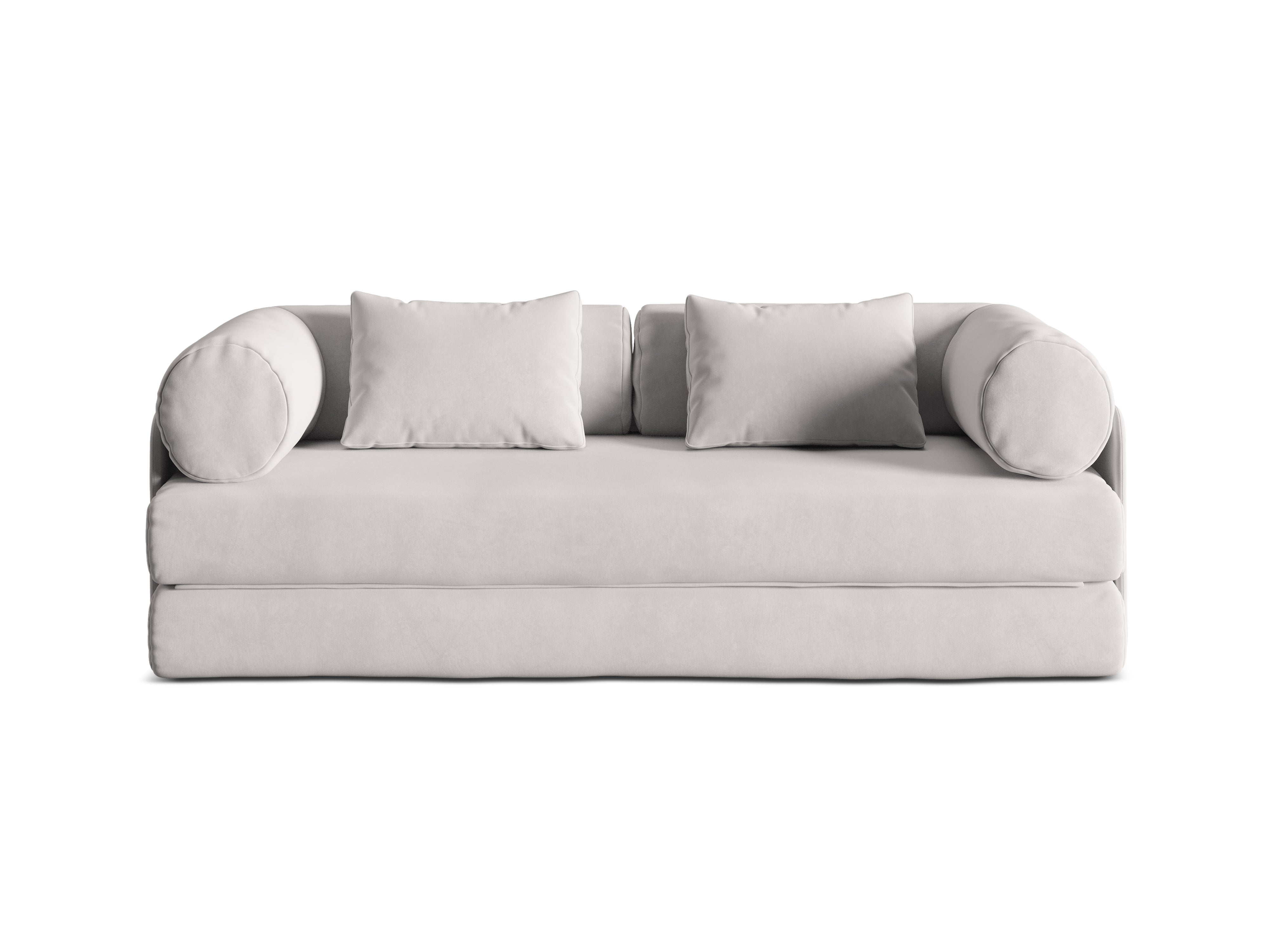 Dreamy Light Gray Velvet 3-Seater Sofa with Sleeping Function