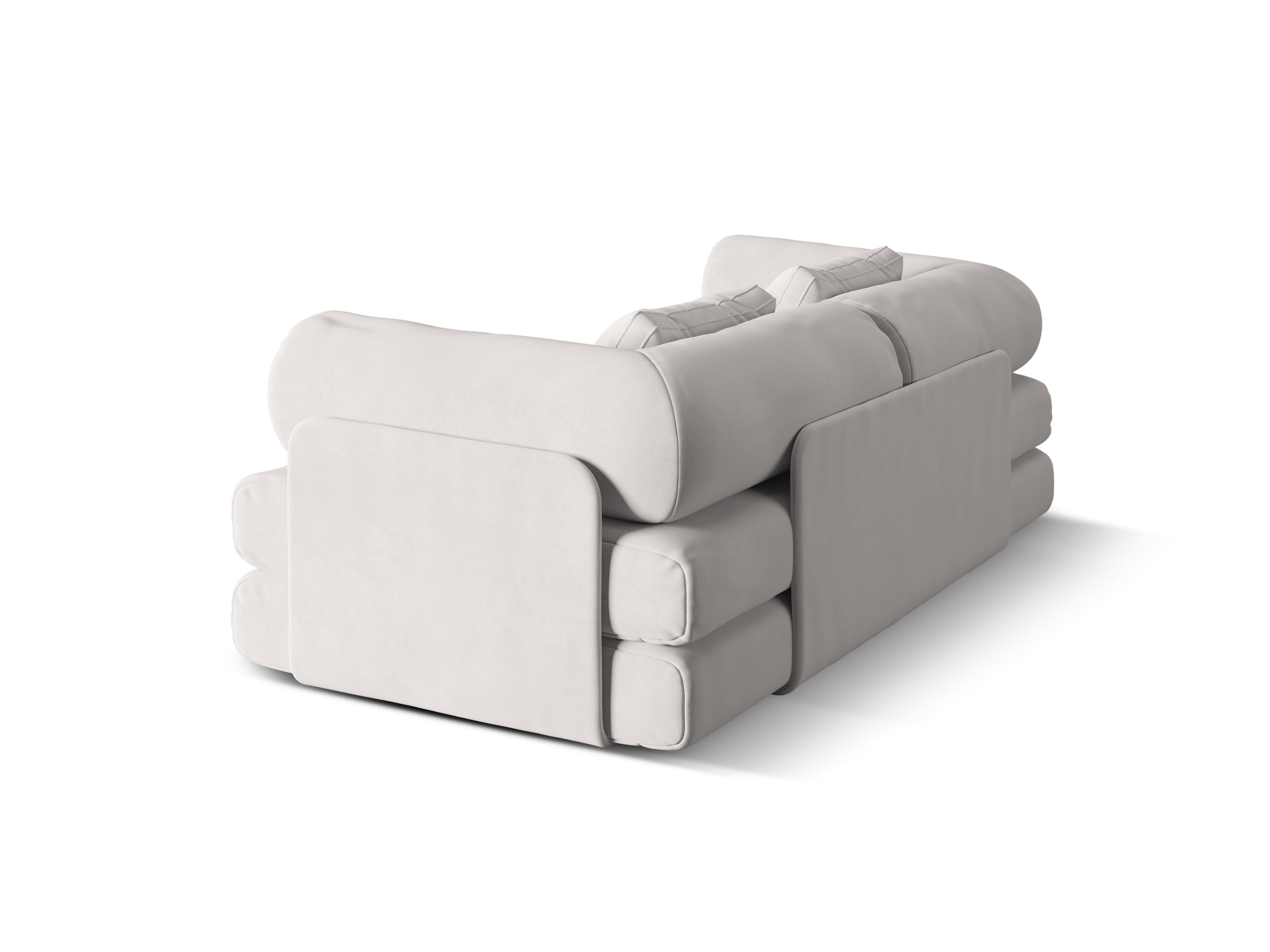 Dreamy Light Gray Velvet 3-Seater Sofa with Sleeping Function