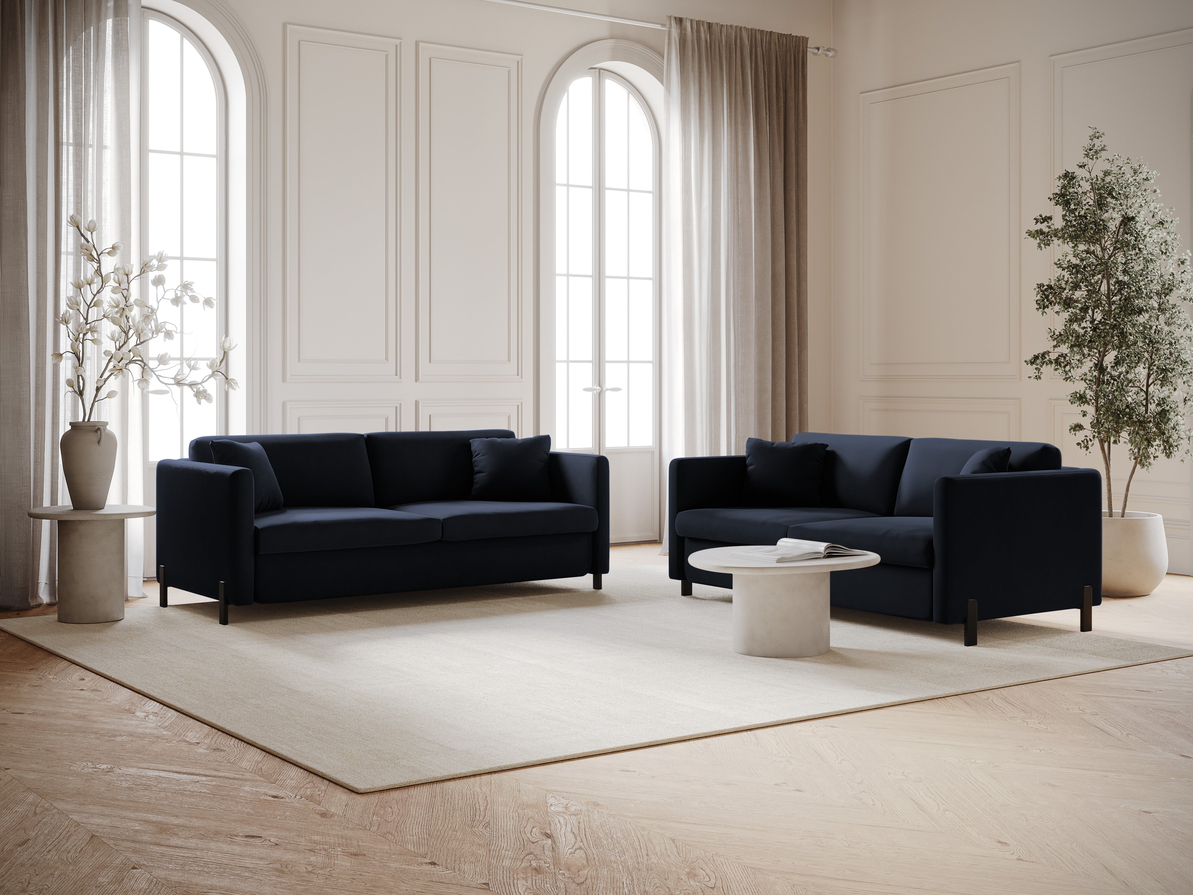 Velvet 3-Seater Sofa with Sleeping Function GLORIA Royal Blue