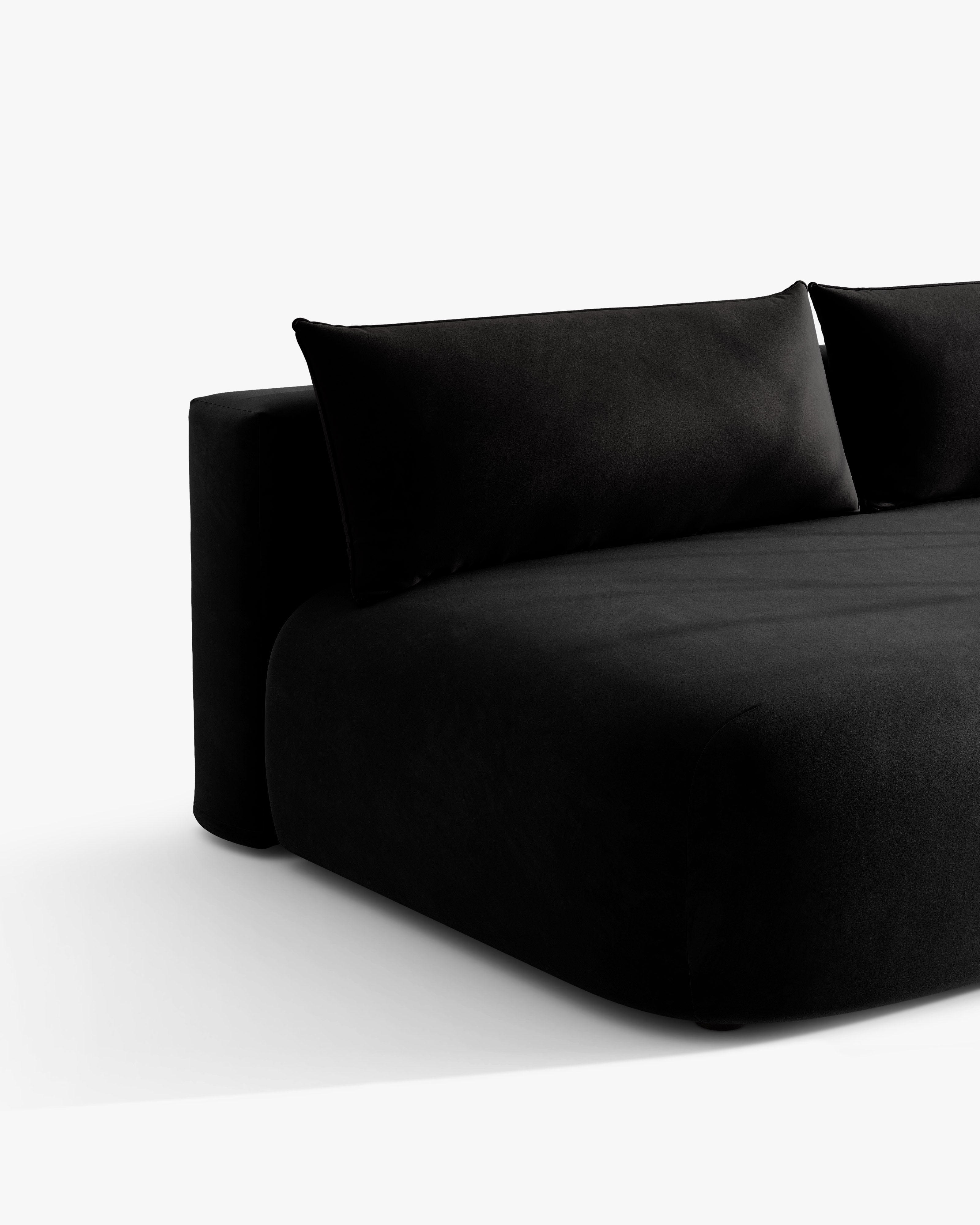 Sofa pre 3 osoby z aksamitom a funkciou spania HENA čierna