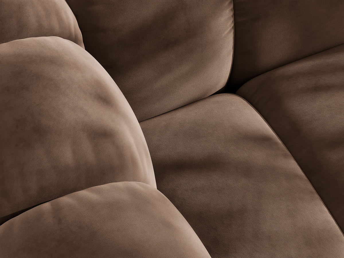 Sofa aksamitna 3-osobowa z funkcją spania LUPINE czekoladowy – ujęcie 6