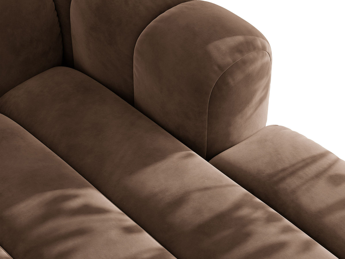 Sofa aksamitna 3-osobowa z funkcją spania LUPINE czekoladowy – ujęcie 7