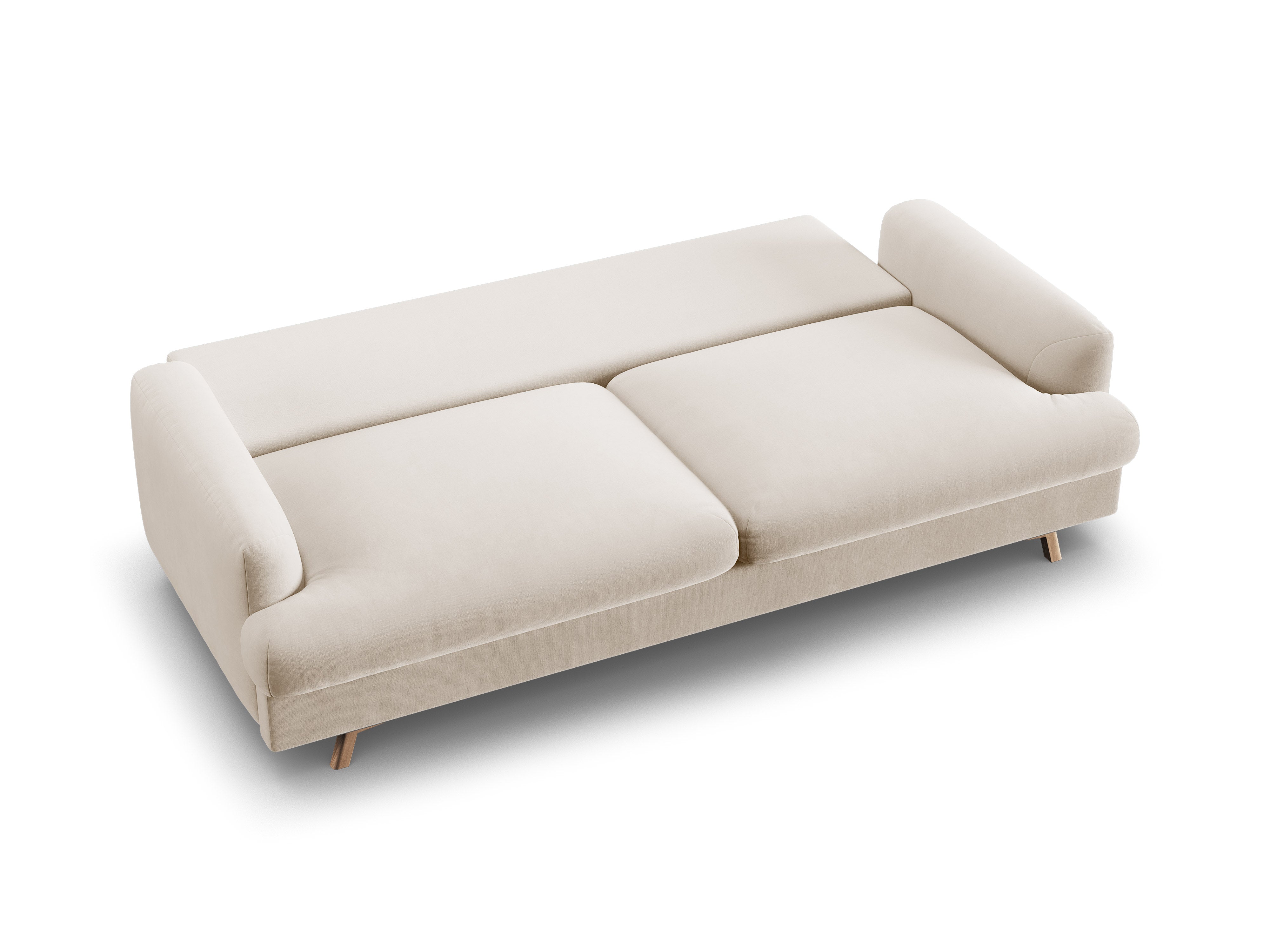 Sofa z jemného zamatového materiálu 3-miestna s funkciou spania NAOMI béžová