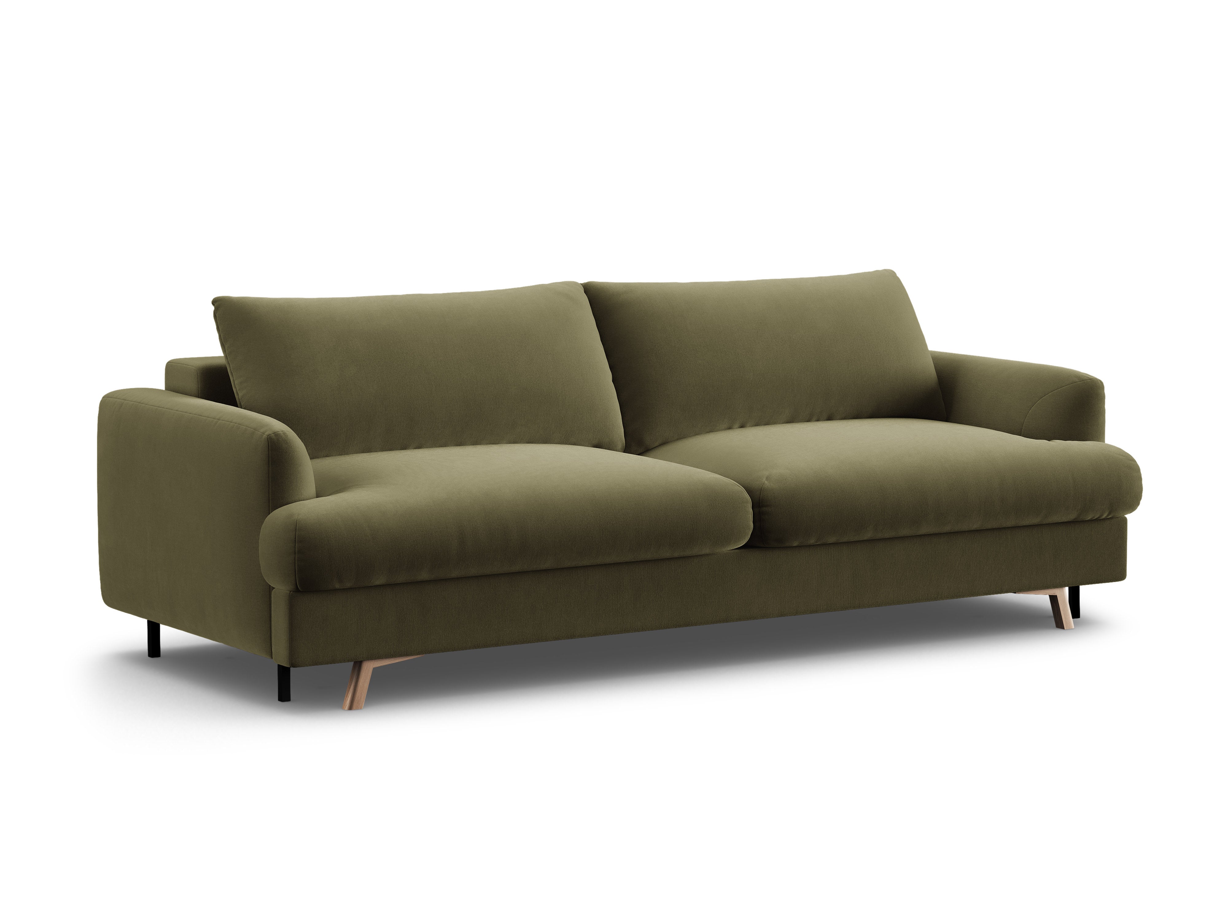Velvet 3-Seater Sofa with Sleeping Function NAOMI Green