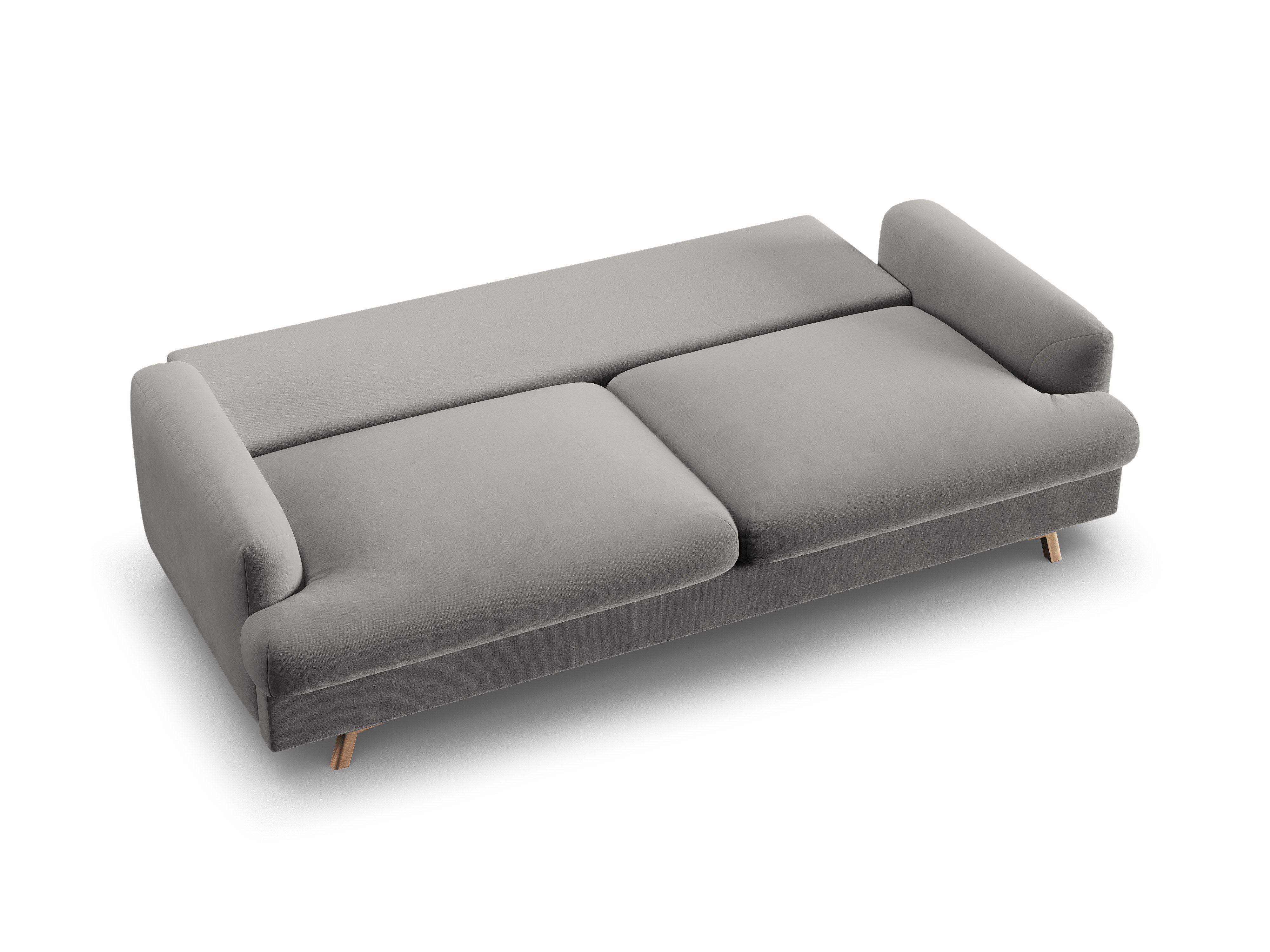 Gray 3-Seater Velvet Sofa with Sleeping Function NAOMI