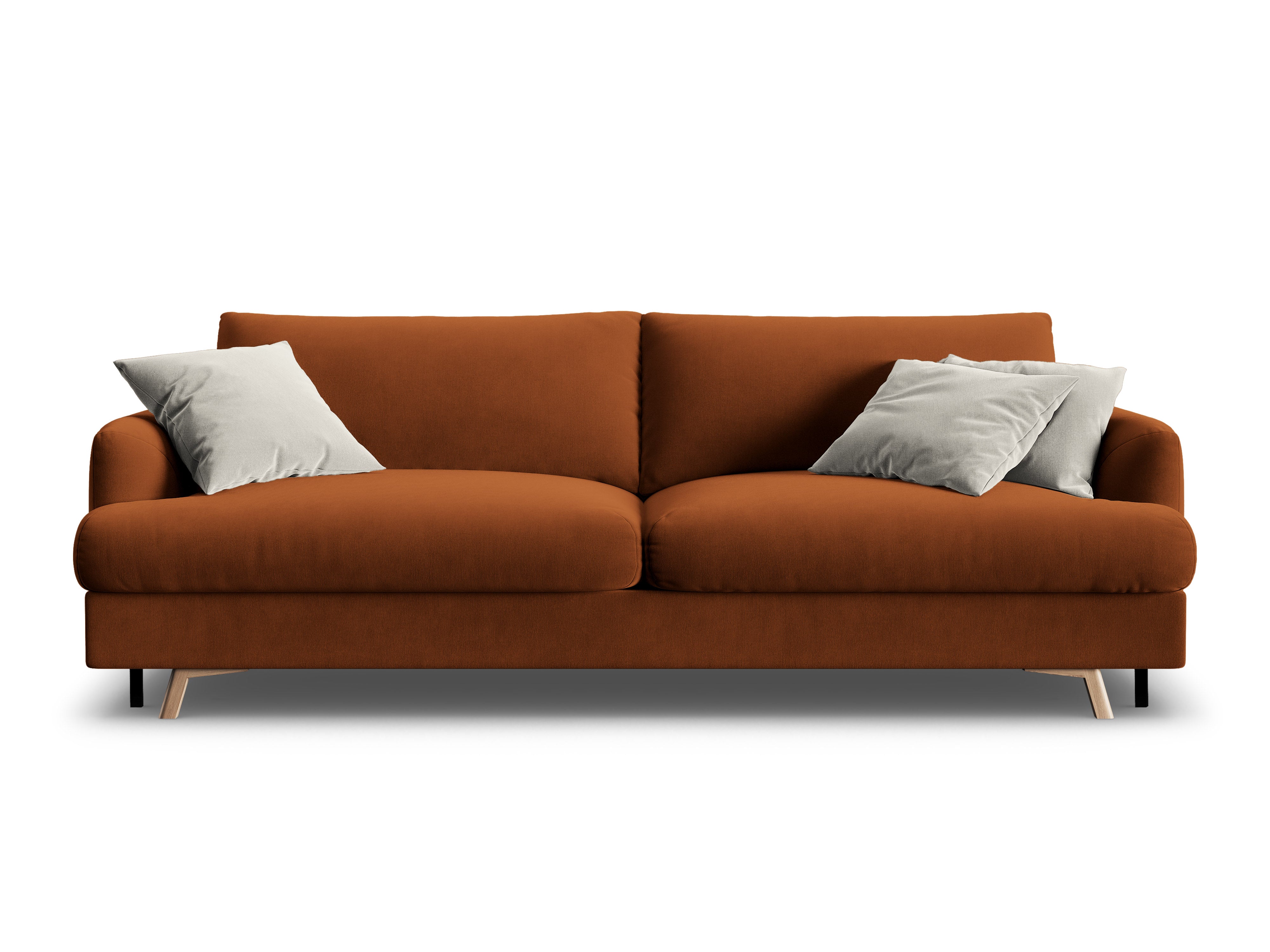 Velvet 3-Seater Sofa with Sleeping Function NAOMI Terracotta