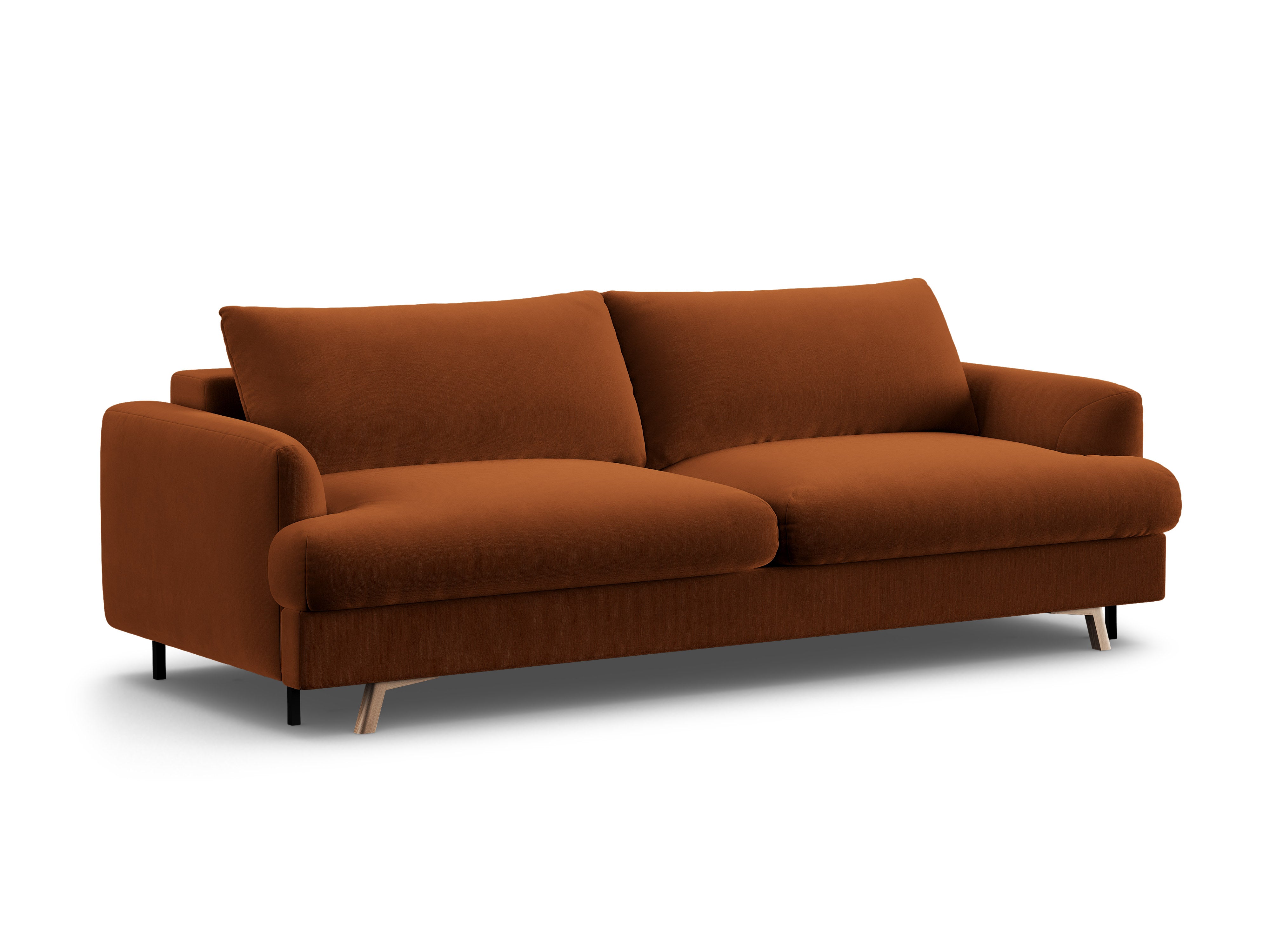 Velvet 3-Seater Sofa with Sleeping Function NAOMI Terracotta