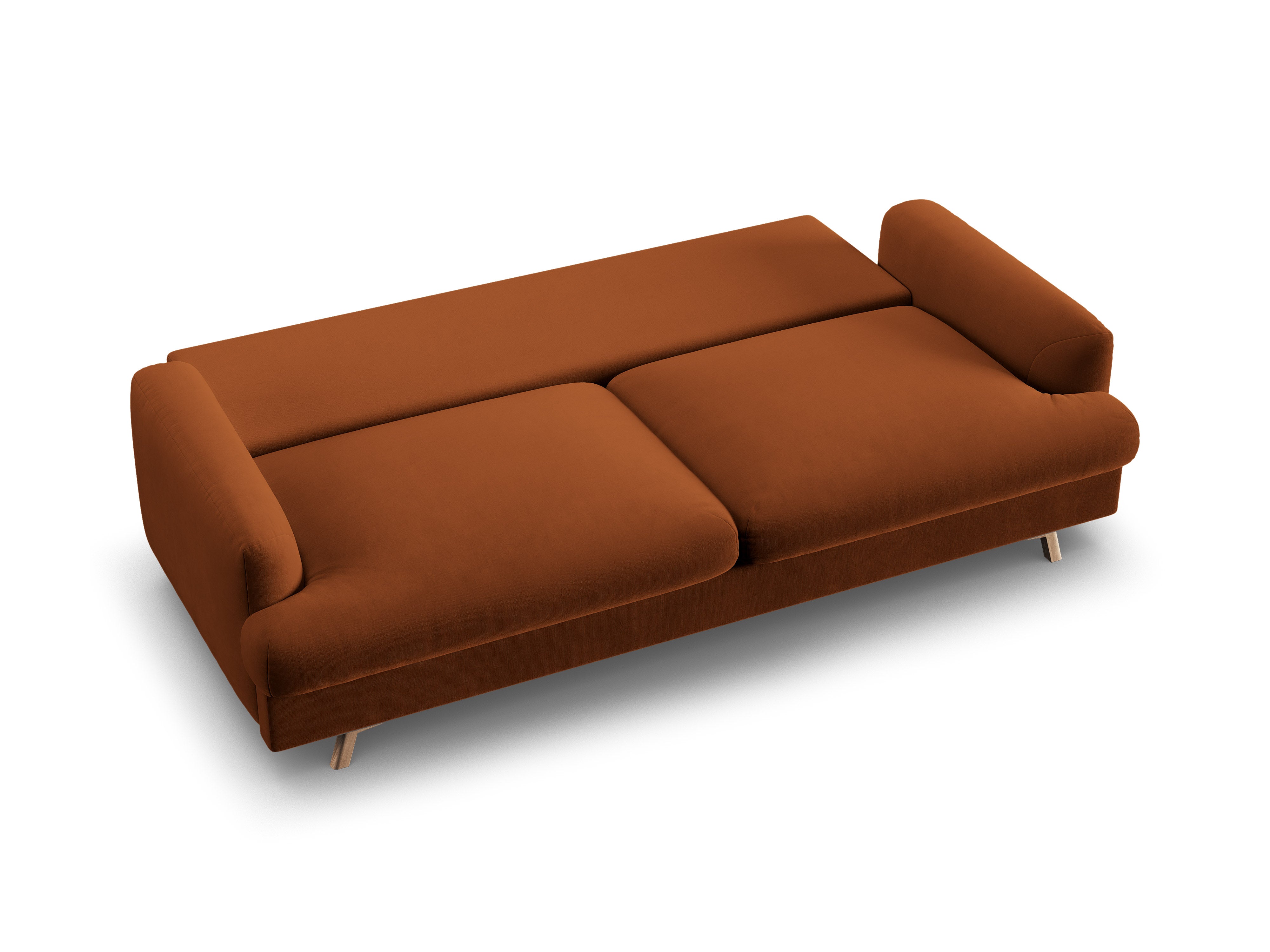 Velvet 3-Seater Sofa with Sleeping Function NAOMI Terracotta