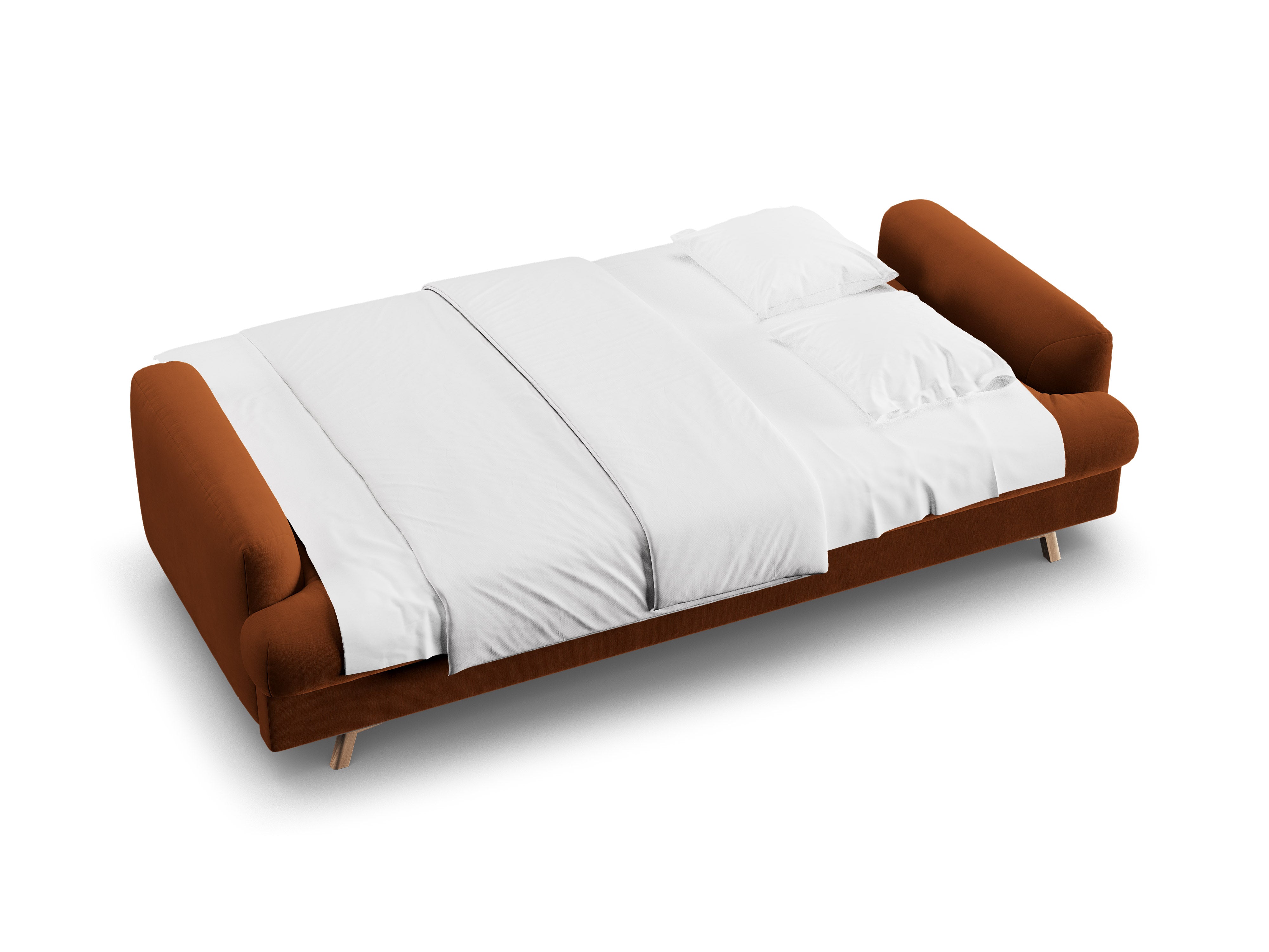 Velvet 3-Seater Sofa with Sleeping Function NAOMI Terracotta