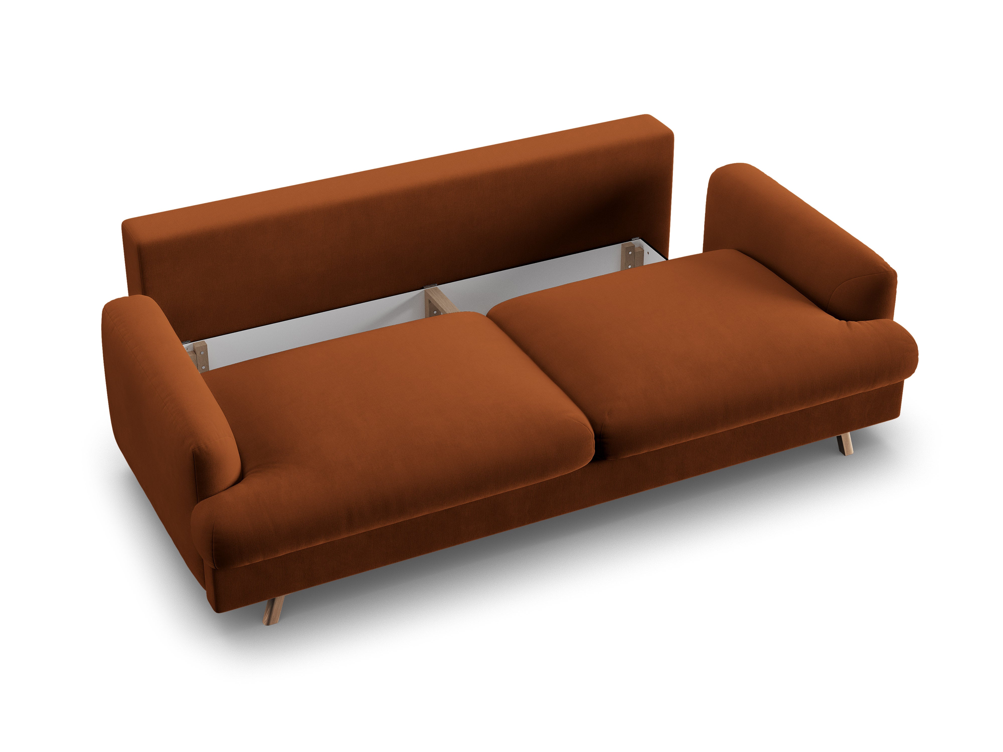 Velvet 3-Seater Sofa with Sleeping Function NAOMI Terracotta