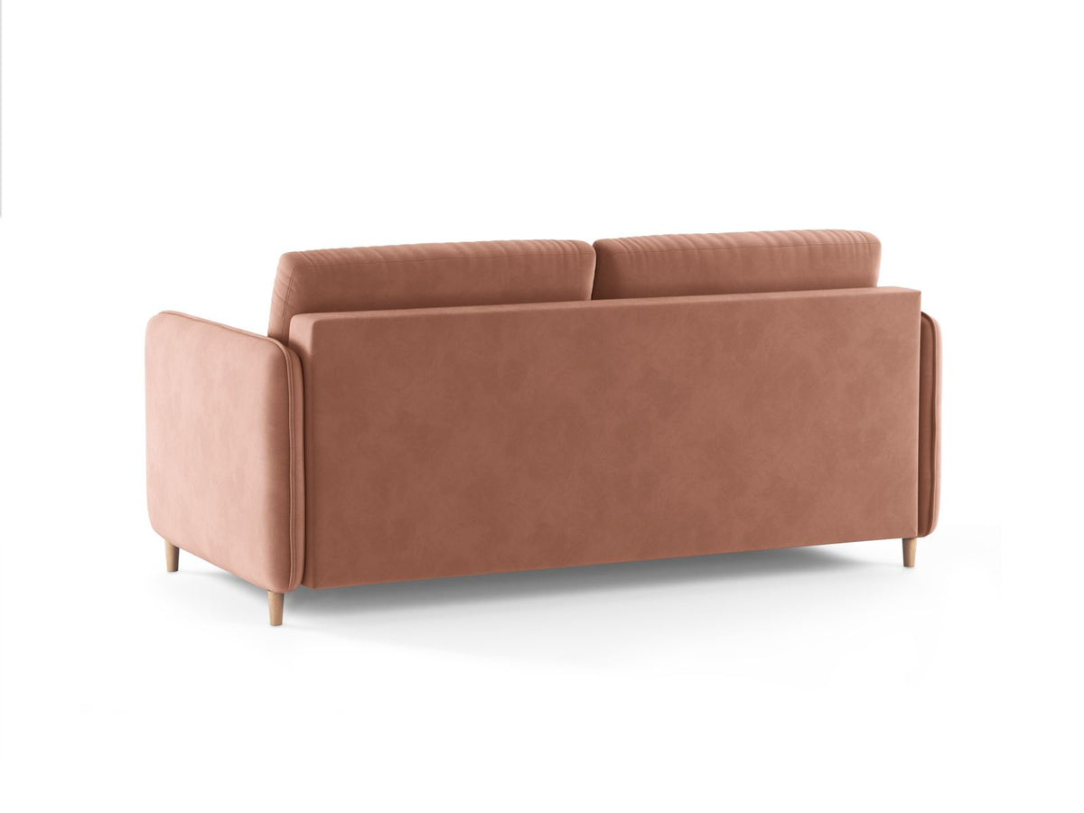 Sofa aksamitna 3-osobowa z funkcją spania SIMO różowy – ujęcie 4