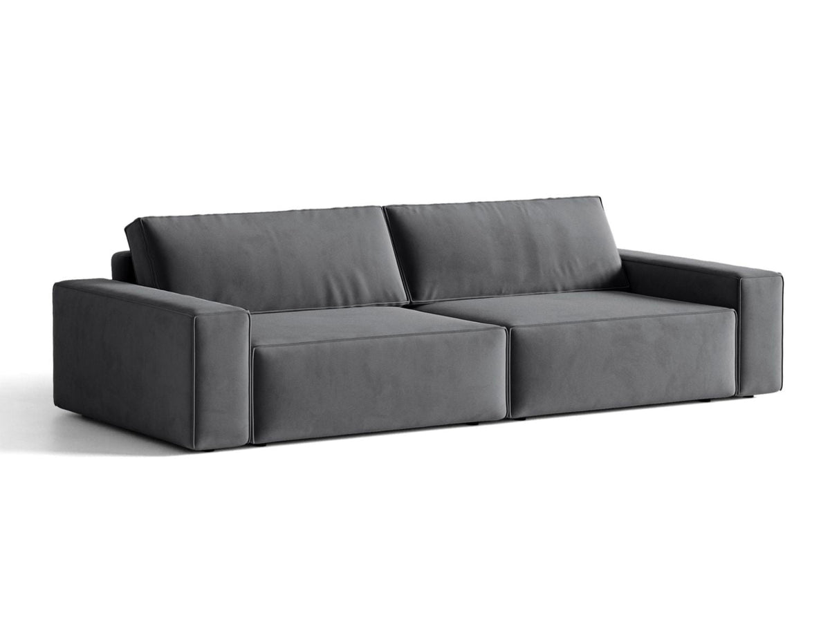 Sofa aksamitna 3-osobowa z funkcją spania JODIE szary – ujęcie 3