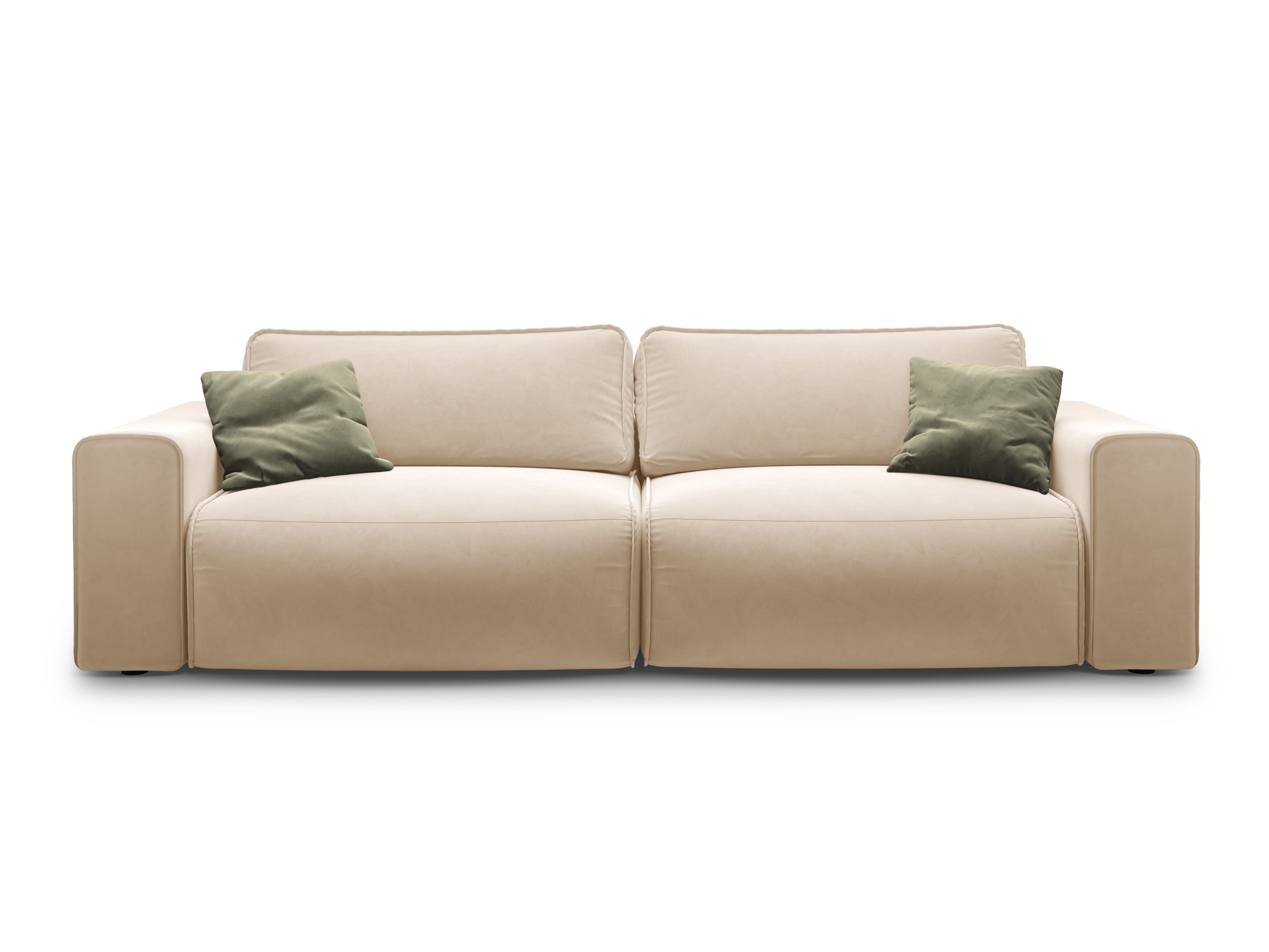 Sofa z jemného velúru pre 3 osoby s funkciou spania VICTOR béžová