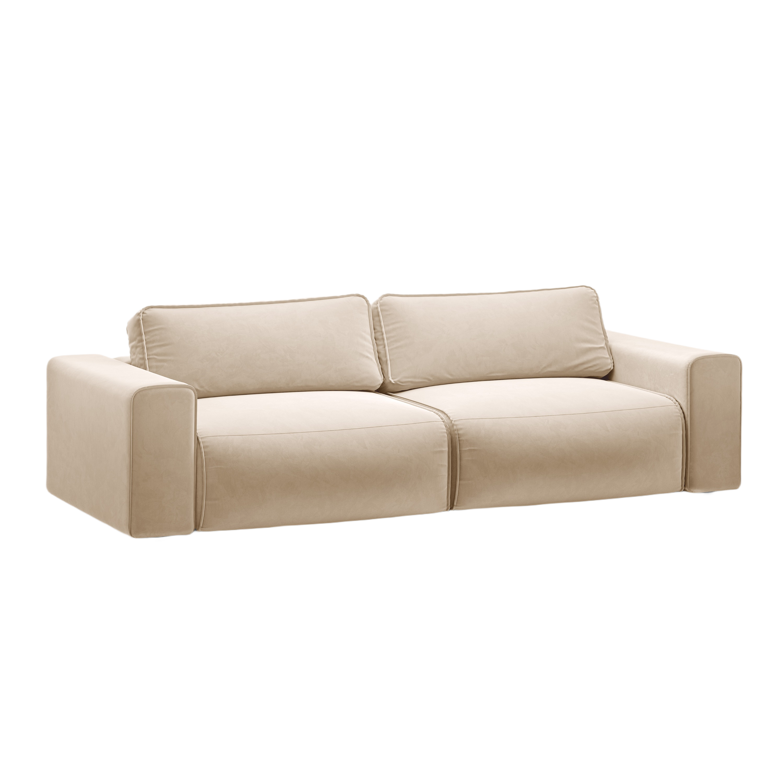 Sofa z jemného velúru pre 3 osoby s funkciou spania VICTOR béžová