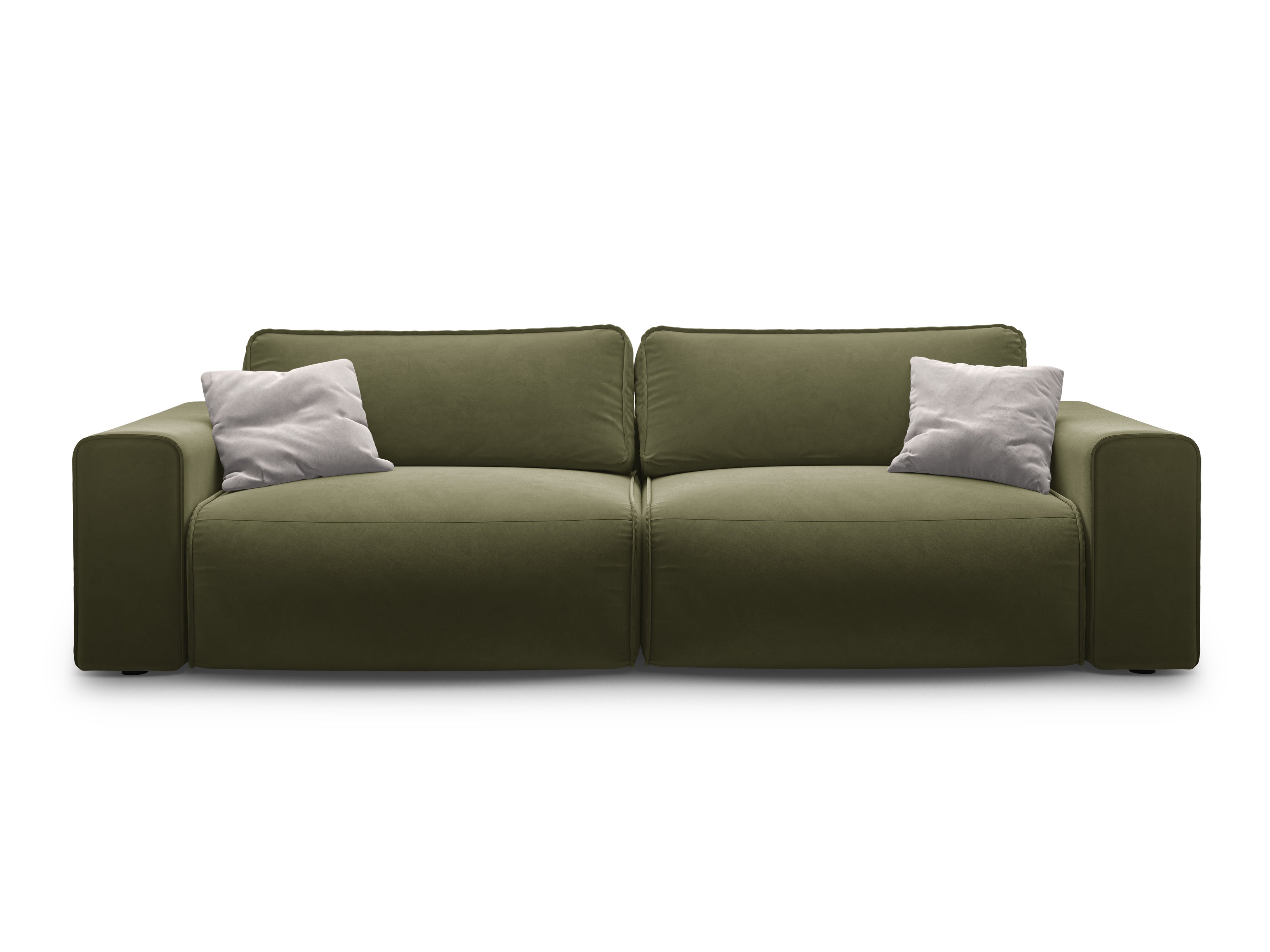 Sofa z jemného velúru pre 3 osoby s funkciou spania VICTOR zelená