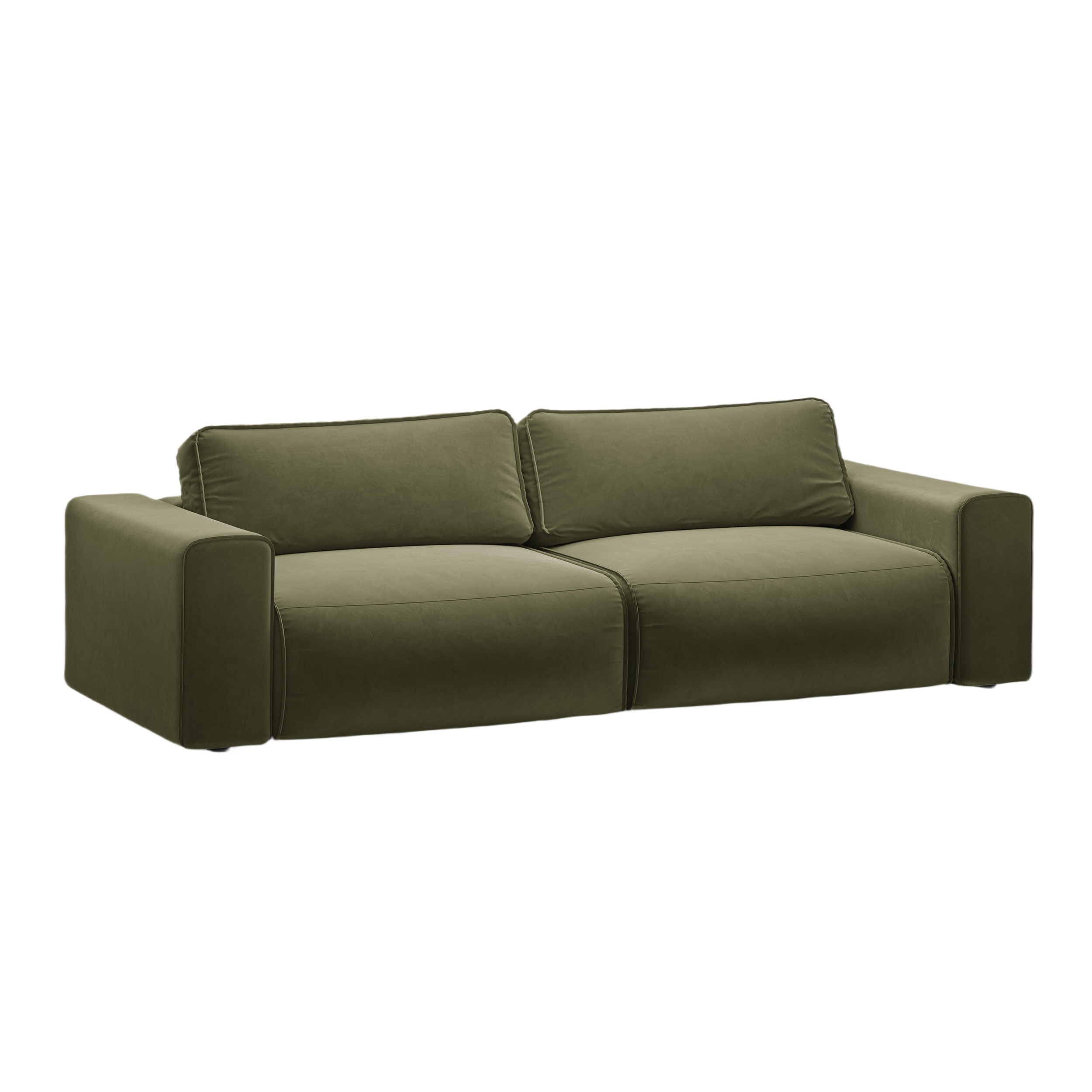 Sofa z jemného velúru pre 3 osoby s funkciou spania VICTOR zelená