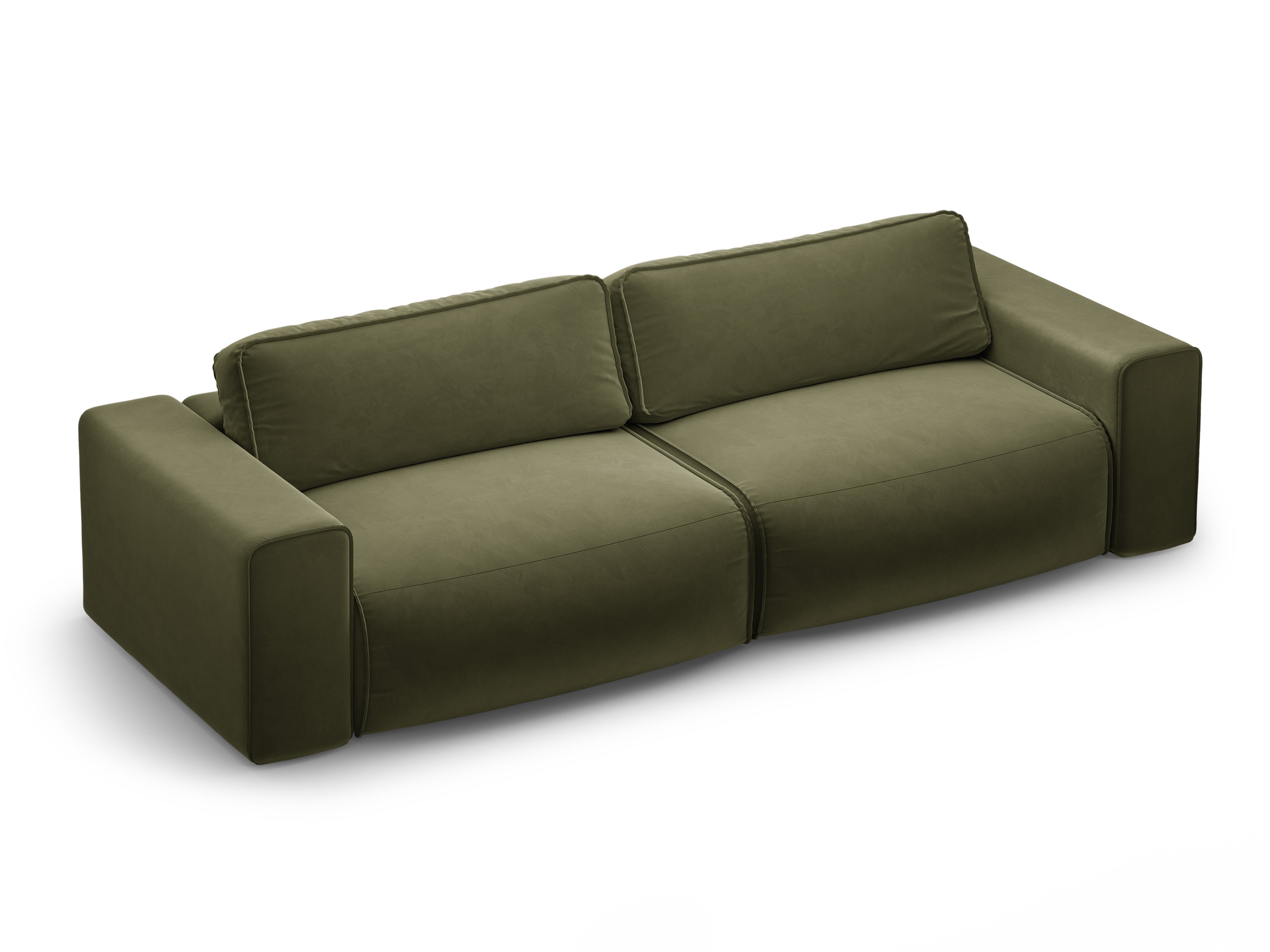 Sofa z jemného velúru pre 3 osoby s funkciou spania VICTOR zelená