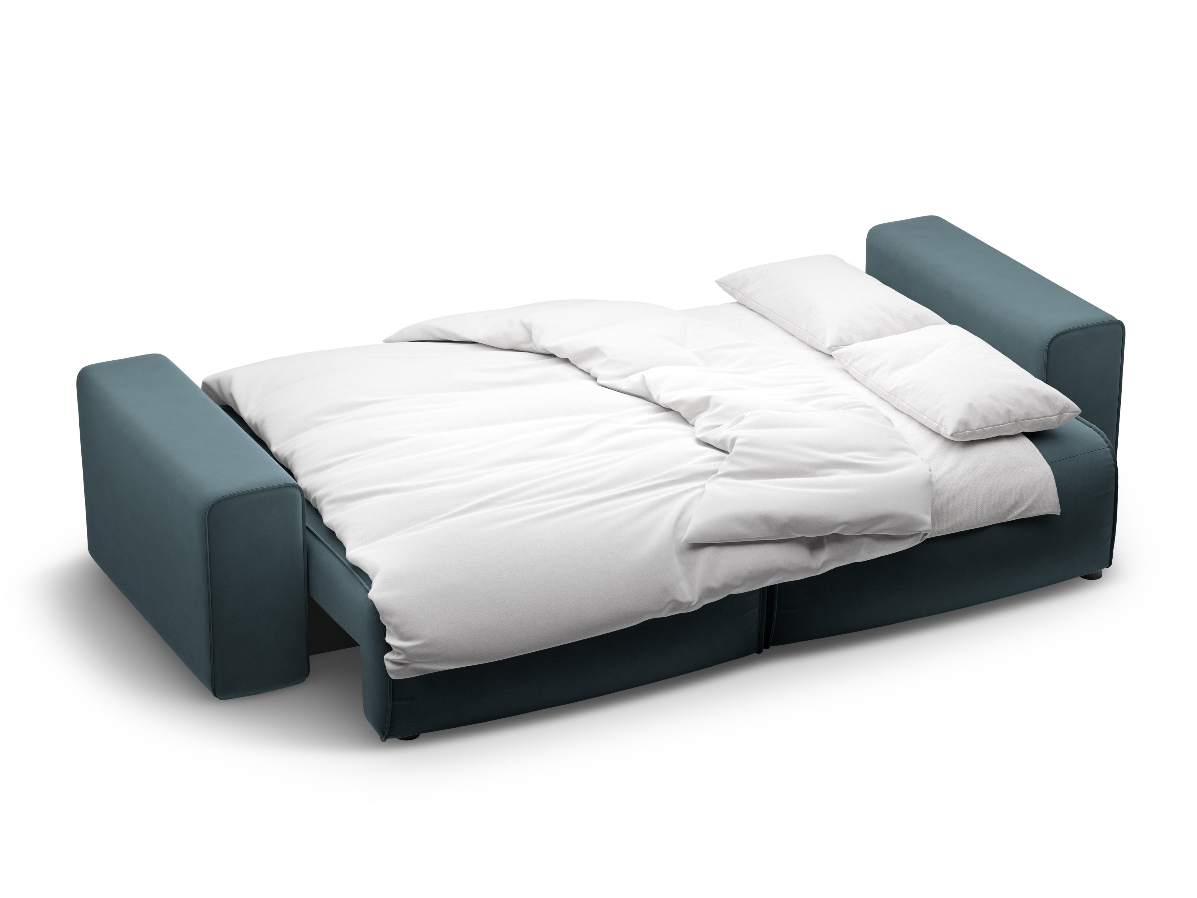 Sofa z jemného velúru pre 3 osoby s funkciou spania VICTOR modrá