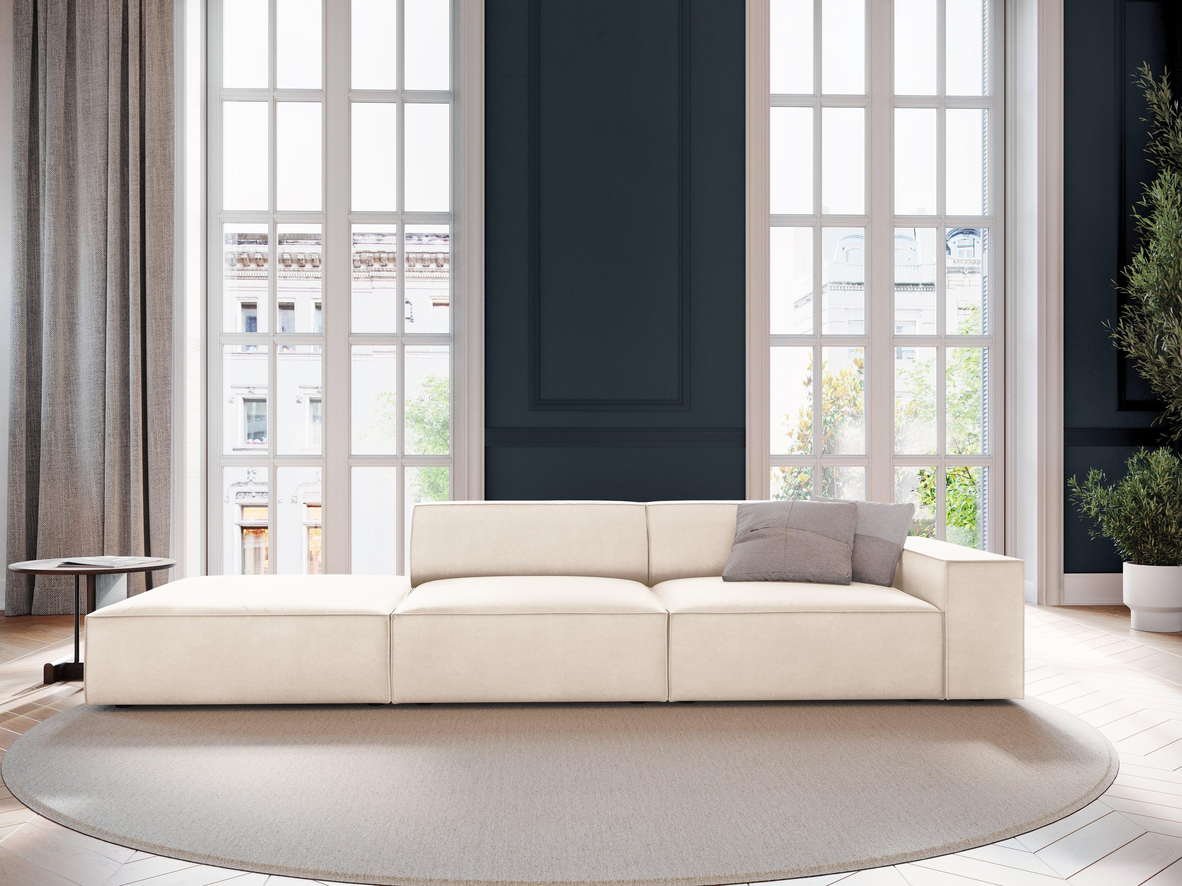 Sofa aksamitna lewostronna 3-osobowa JODIE jasnobeżowy Micadoni Eye on Design