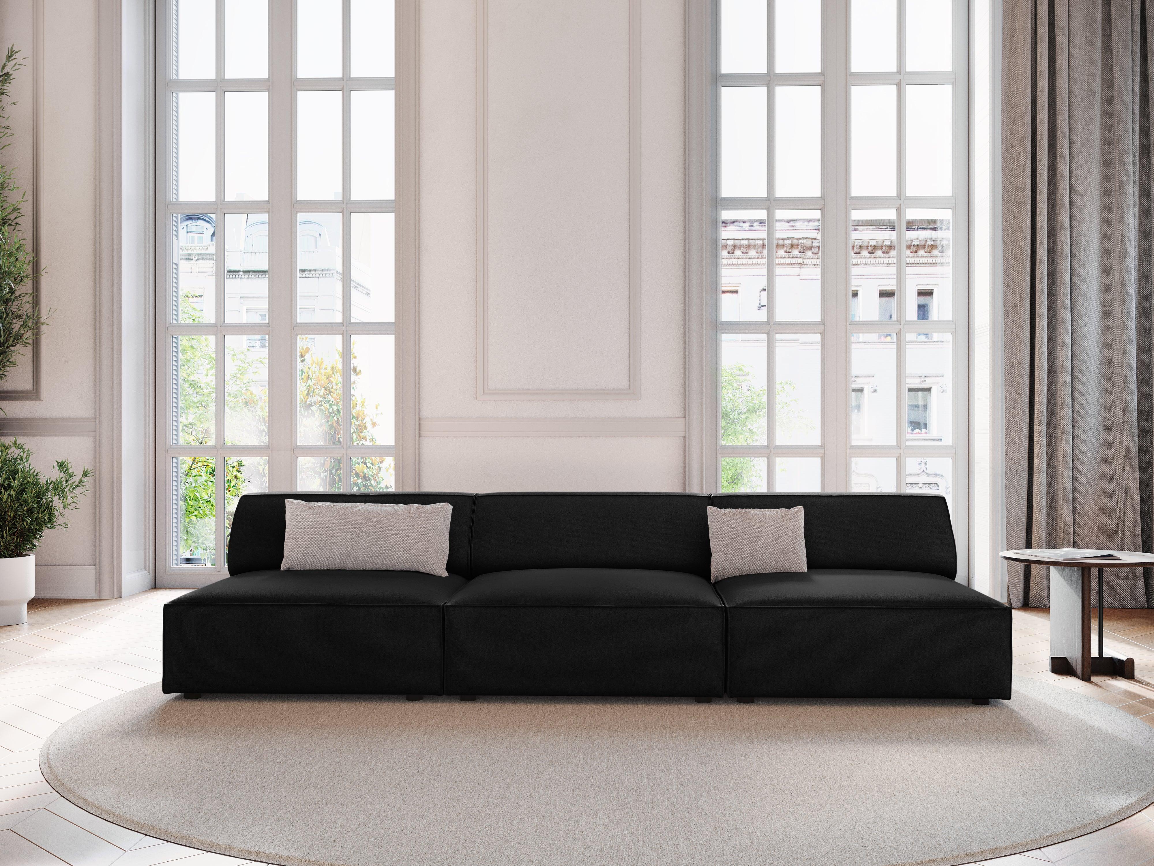 Sofa aksamitna 3-osobowa otwarta JODIE czarny Micadoni Eye on Design