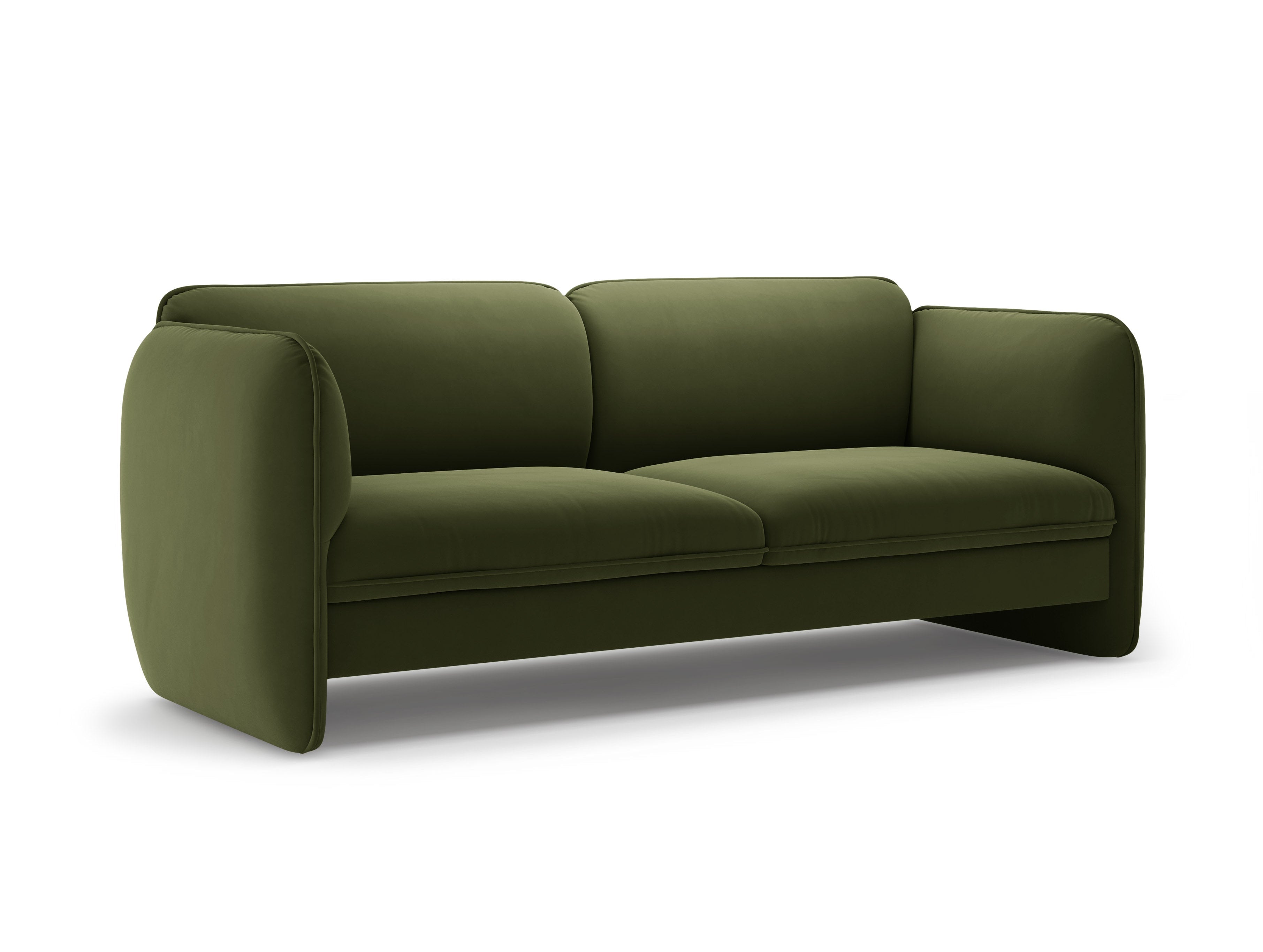 Sofa 3-osobová z aksamitného materiálu GEORGIA v vojenskej zelenej farbe