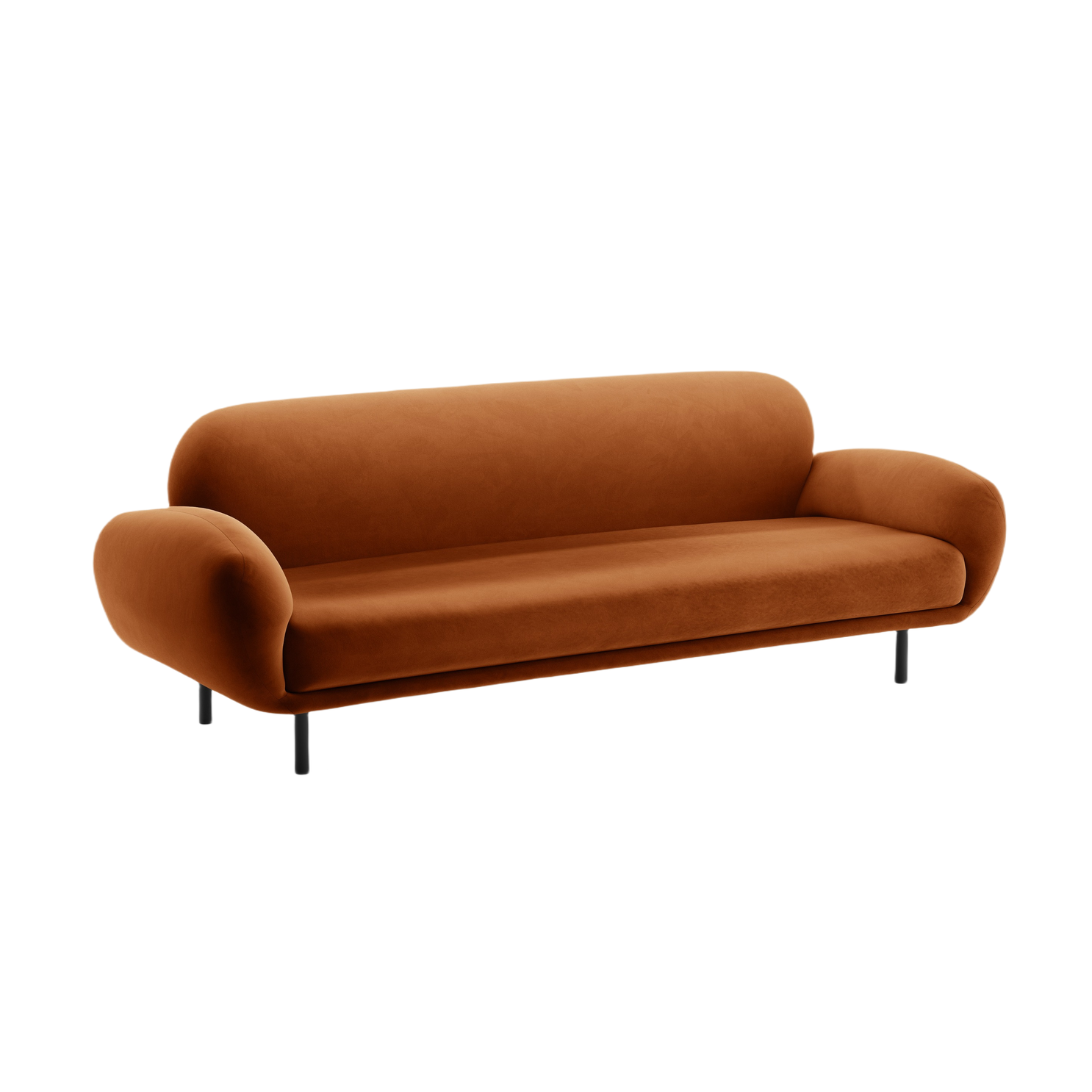 Sofa z jemného velúru 3-miestna POPPY terrakota