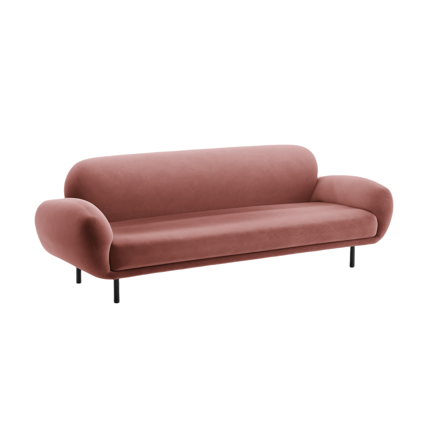 Sofa z jemného velúru 3-miestna POPPY špinavá ružová