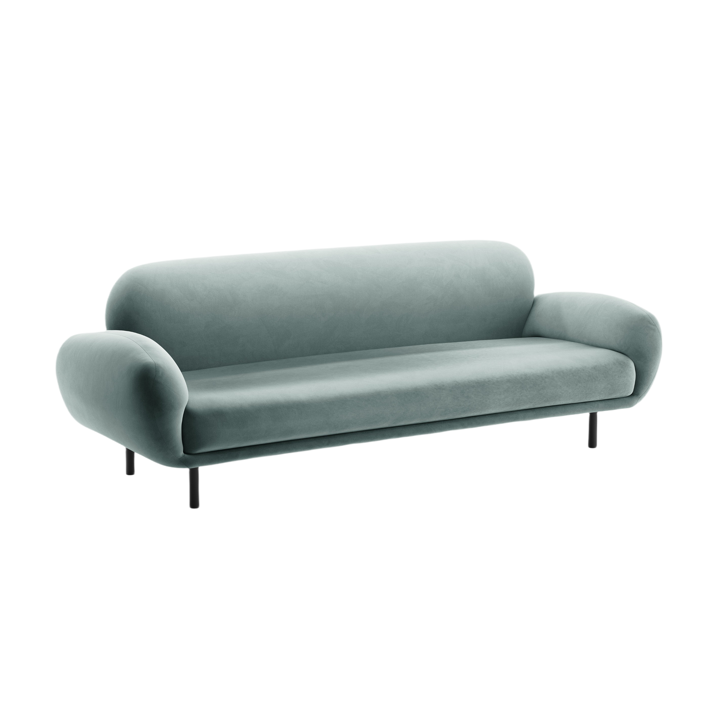 Sofa z jemného velúru 3-miestna POPPY svetlomodrá