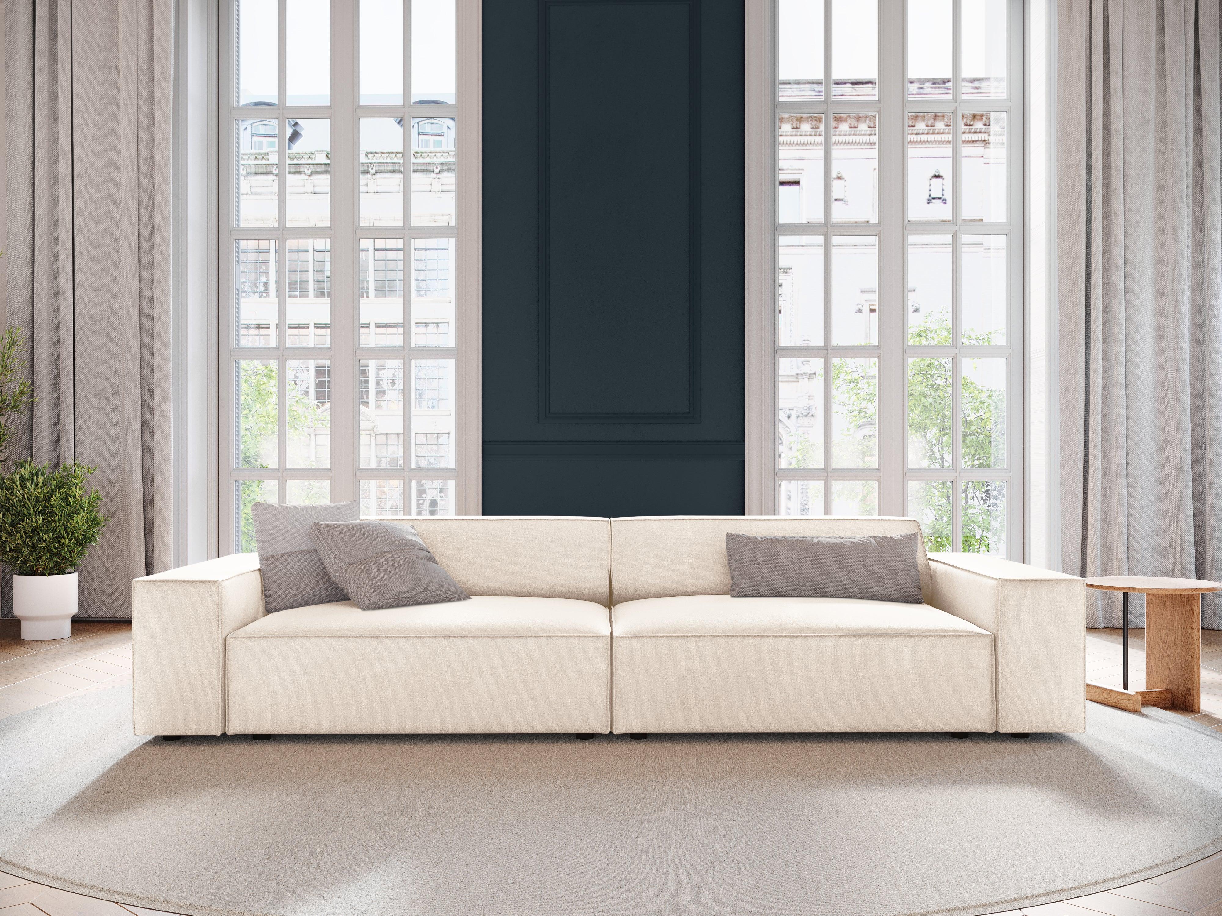 Sofa aksamitna 3-osobowa JODIE jasnobeżowy Micadoni Eye on Design