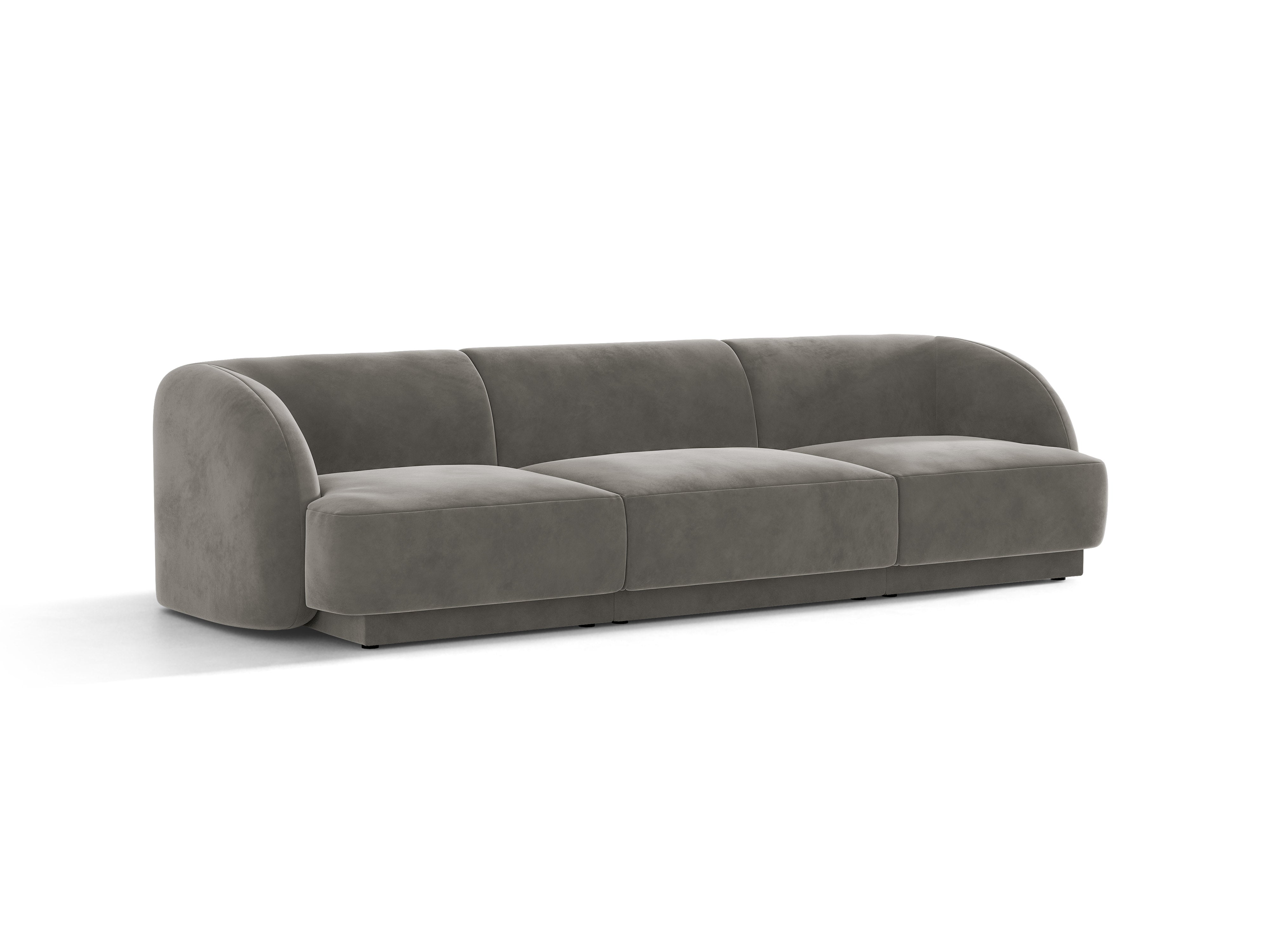 Sofa z jemného velúru 3-miestna MILEY svetlosivá
