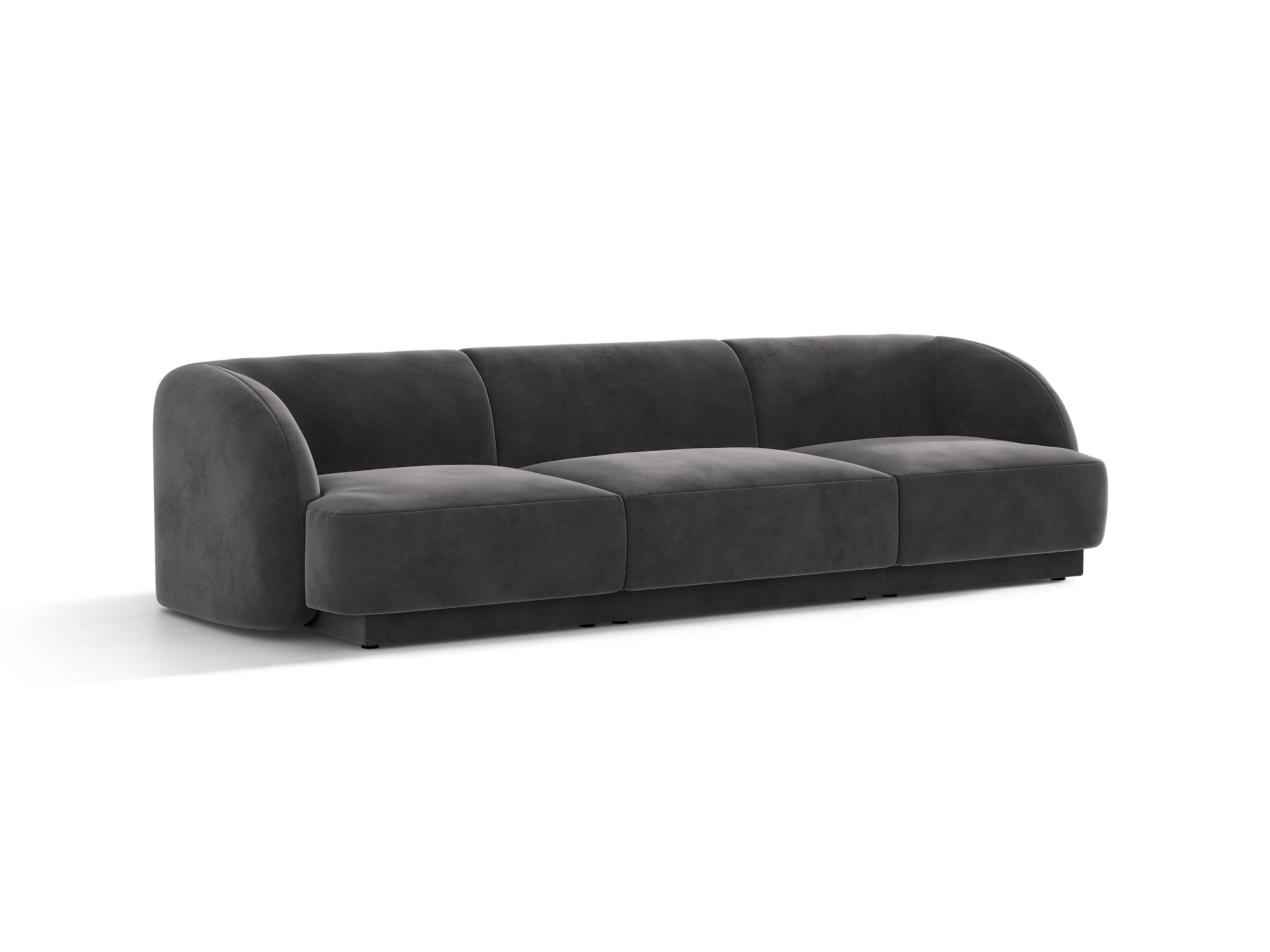 Sofa z jemného velúru 3-miestna MILEY tmavosivá