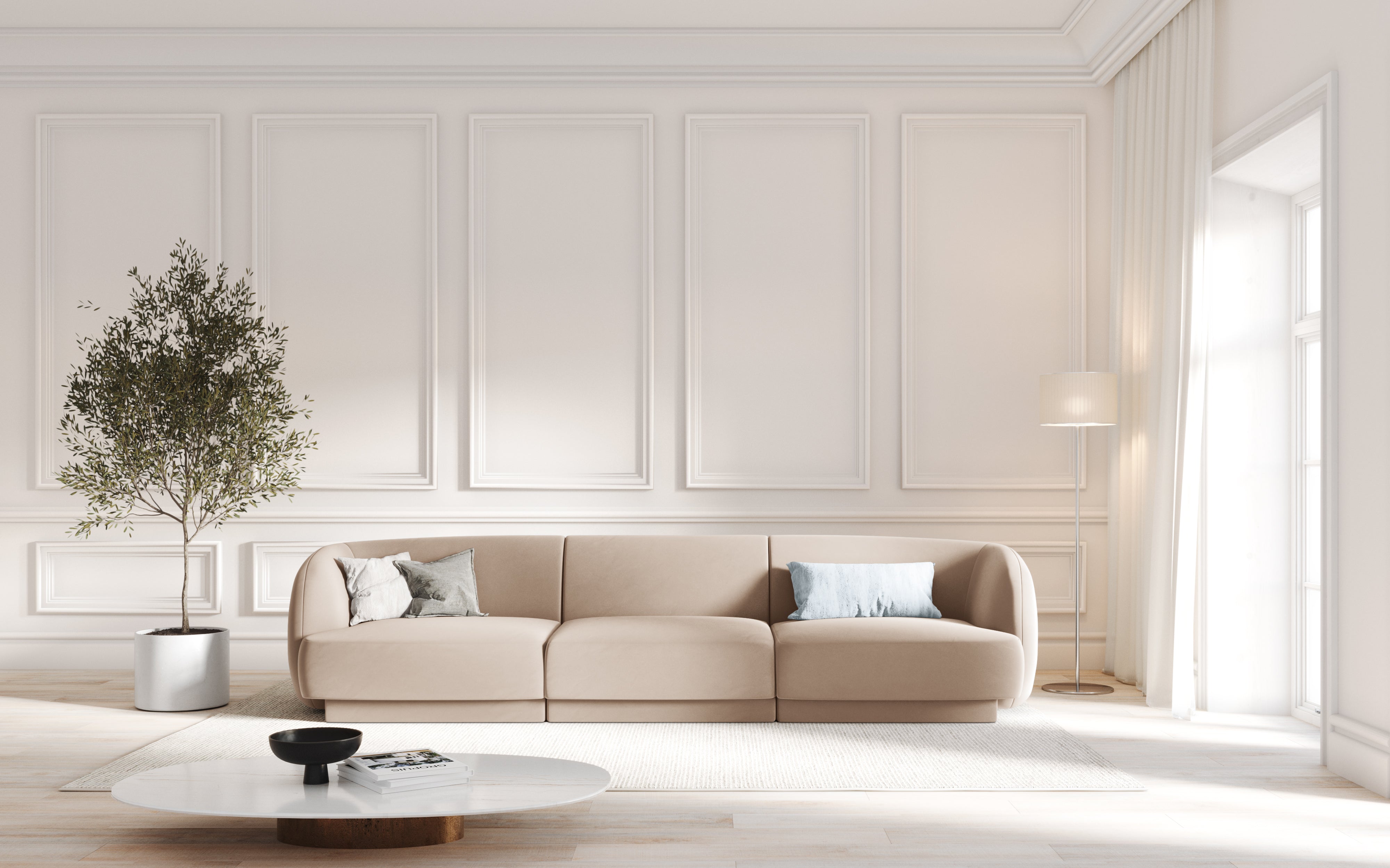 Sofa aksamitna 3-osobowa MILEY cappuccino Micadoni Eye on Design