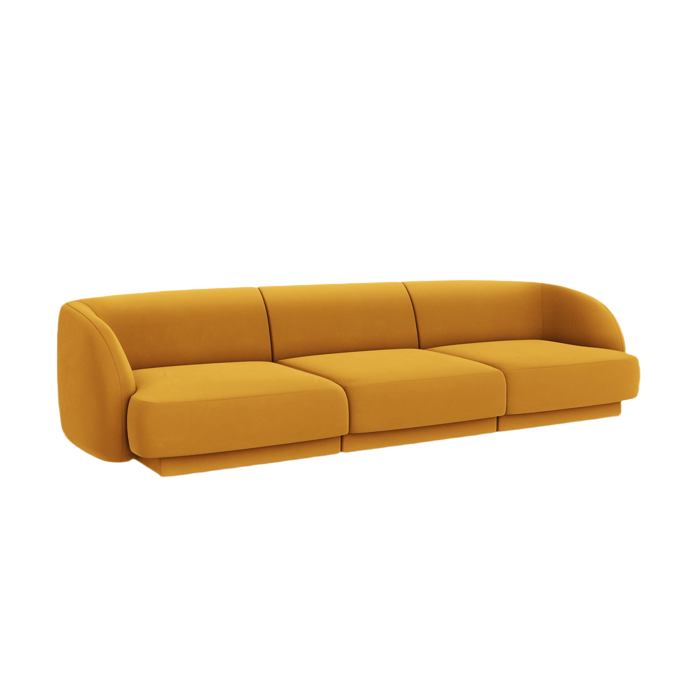 Sofa z jemného velúru 3-miestna MILEY žltá