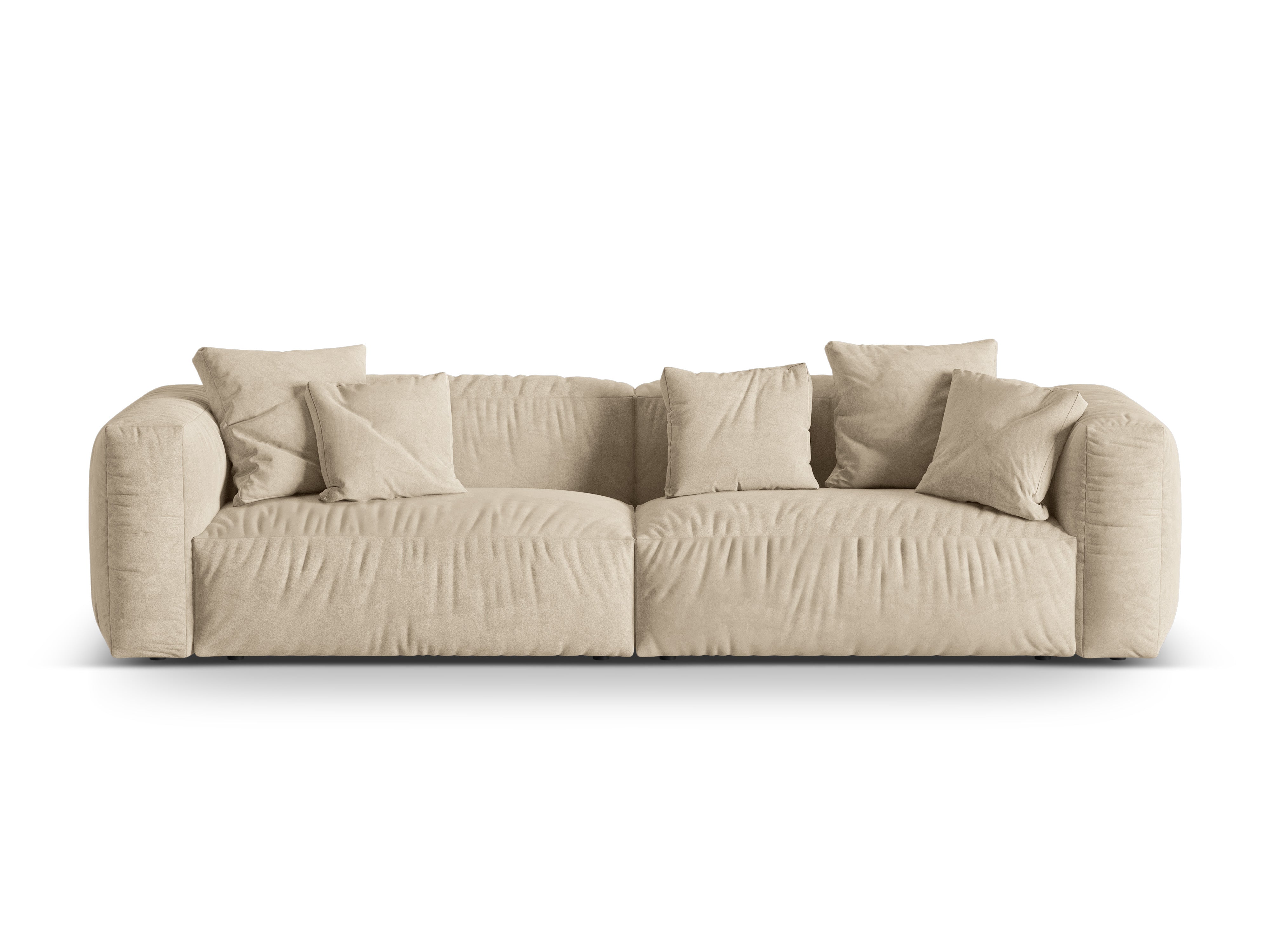 Velvet sofa 4-seater Martin light beige