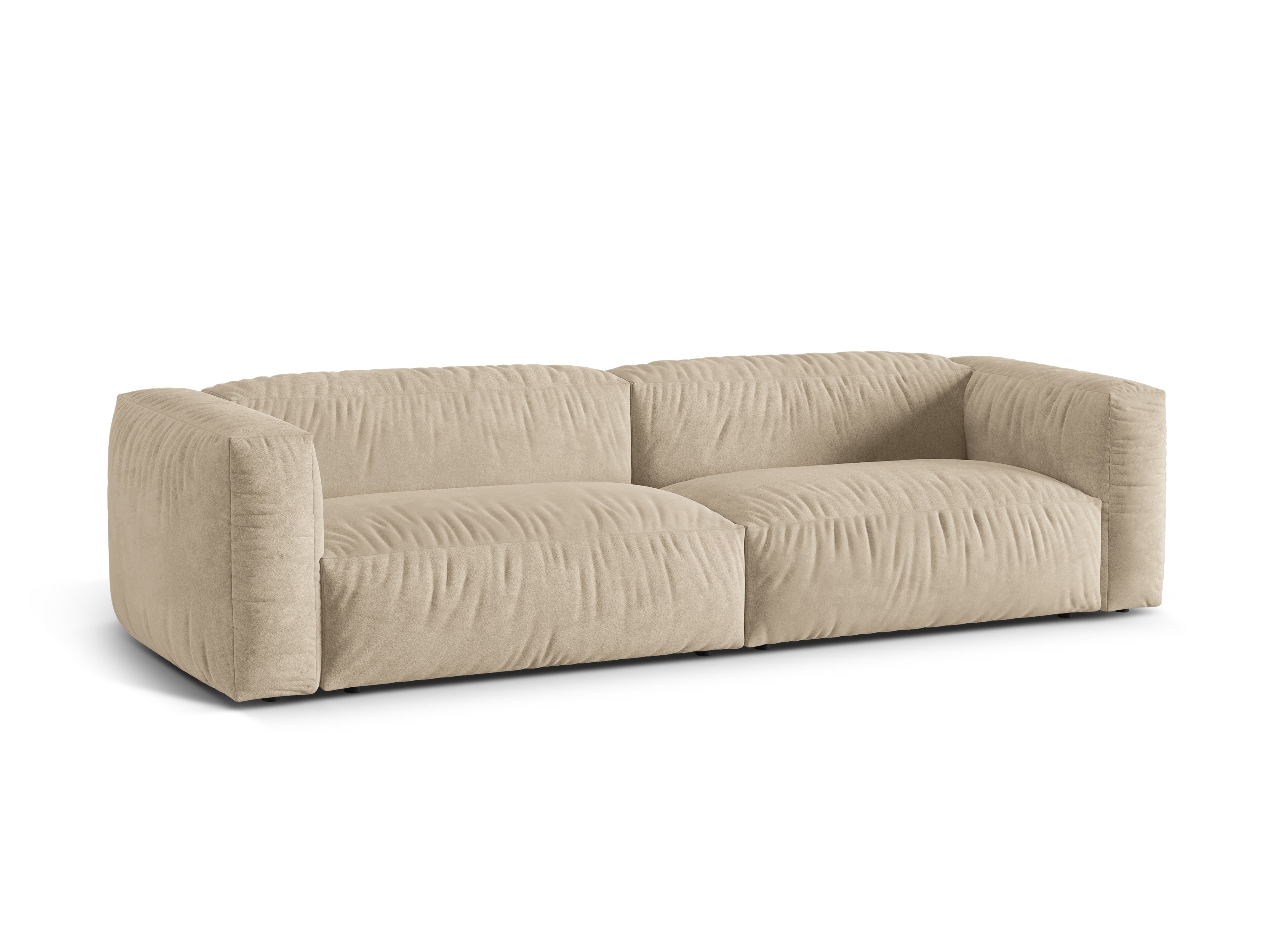 Velvet sofa 4-seater Martin light beige
