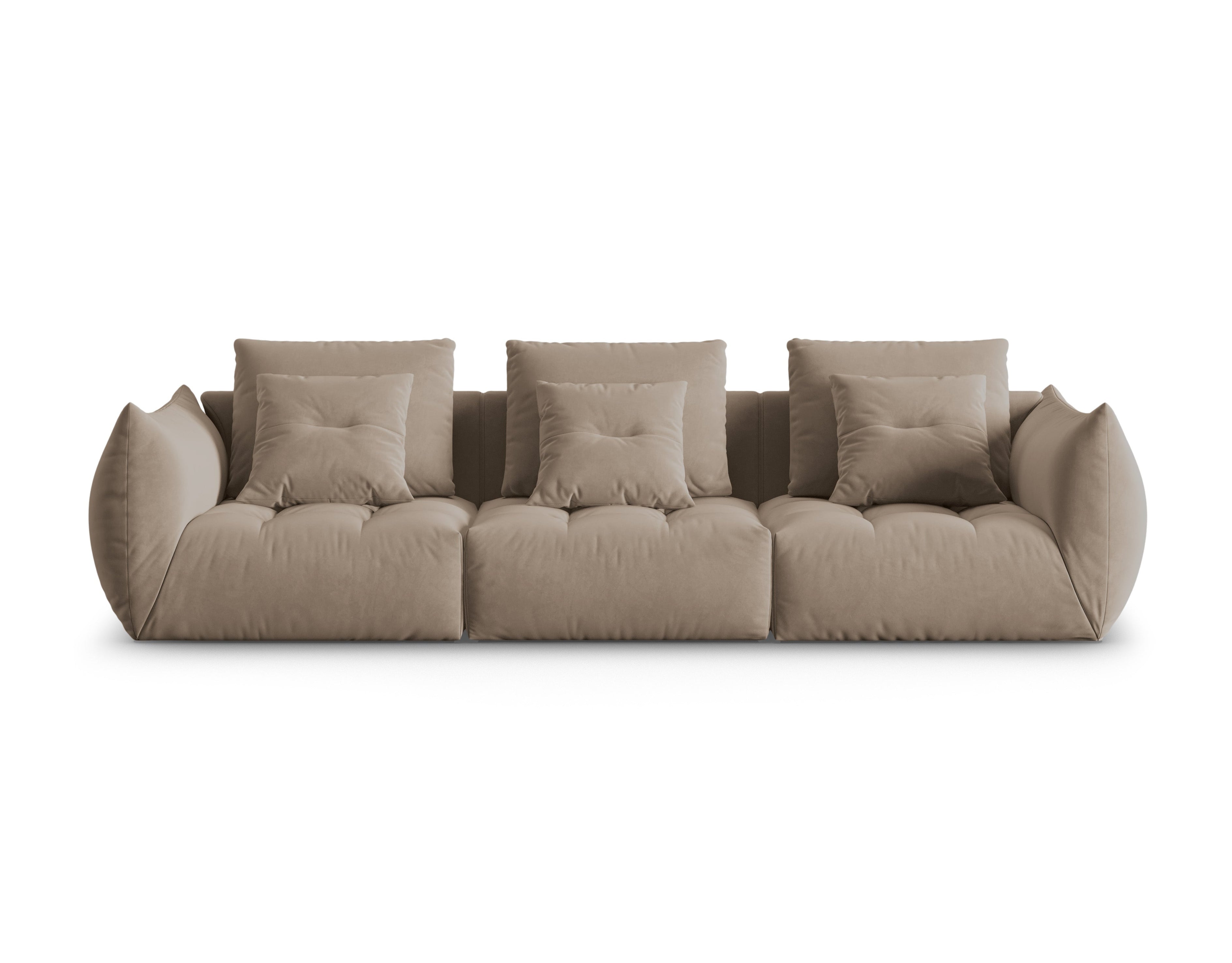 Velvet sofa 4-seater Bloom light brown
