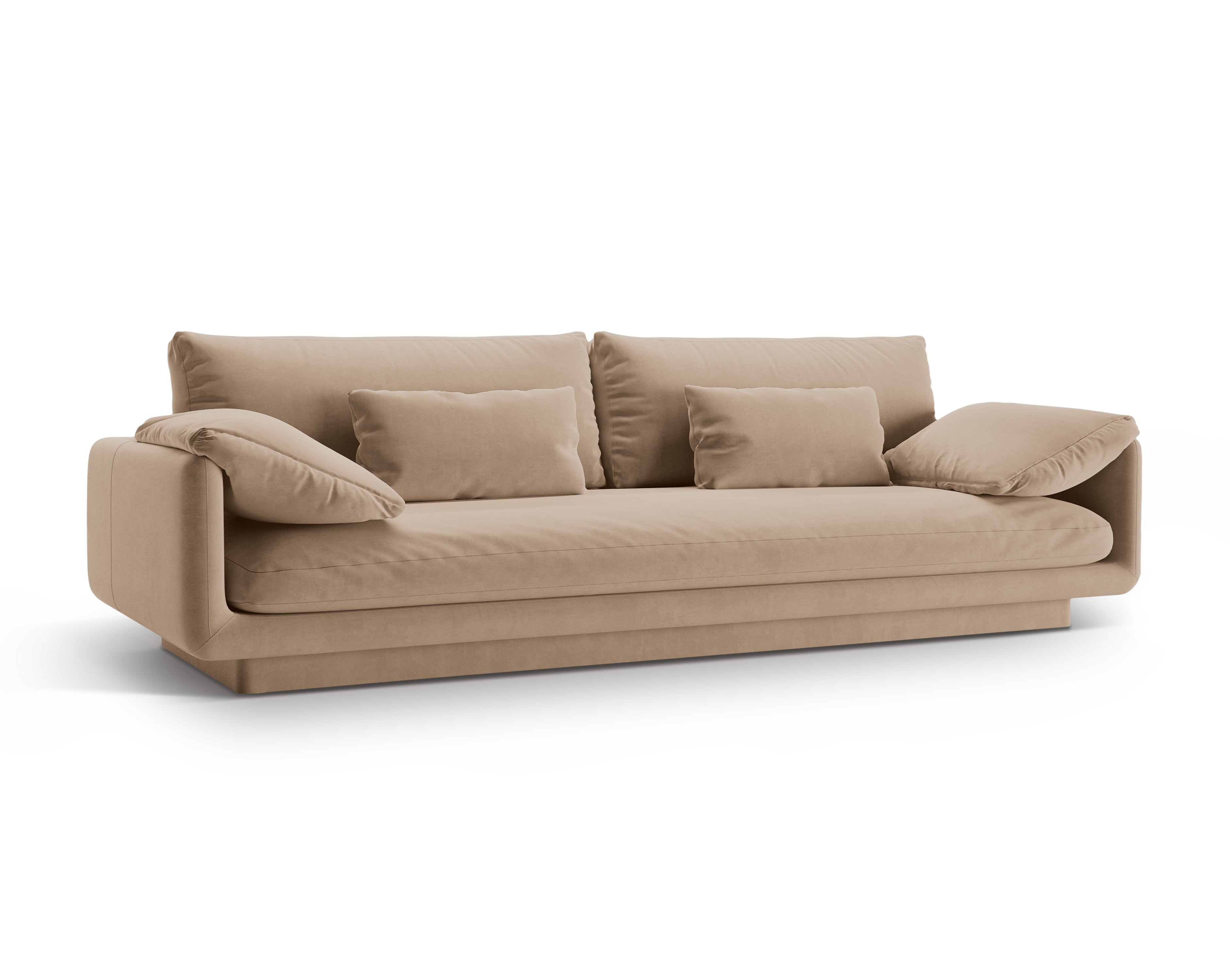 Sofa z jemného velúru pre 4 osoby TORINO piesková