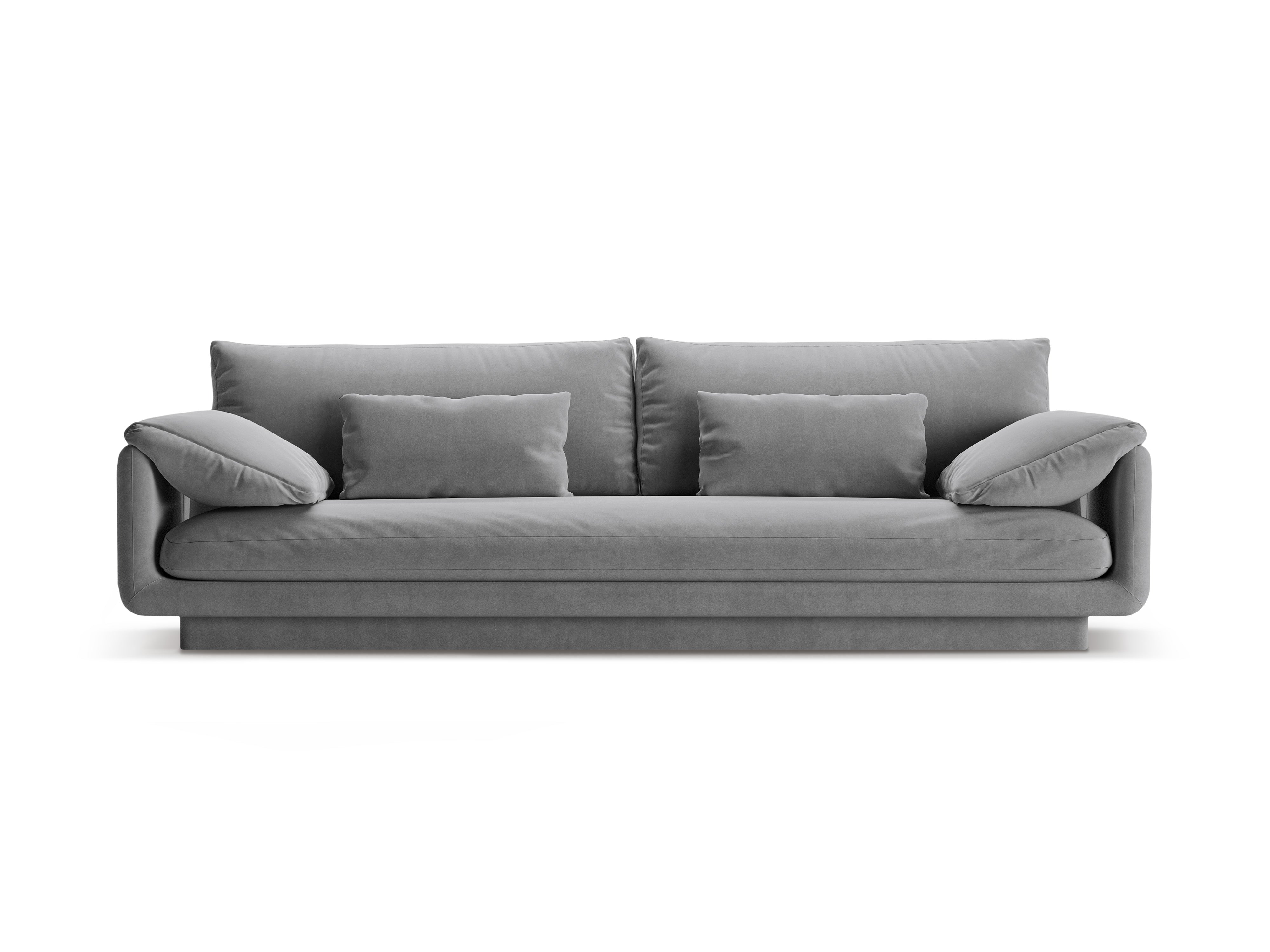 Velvet sofa 4-seater Torino light gray
