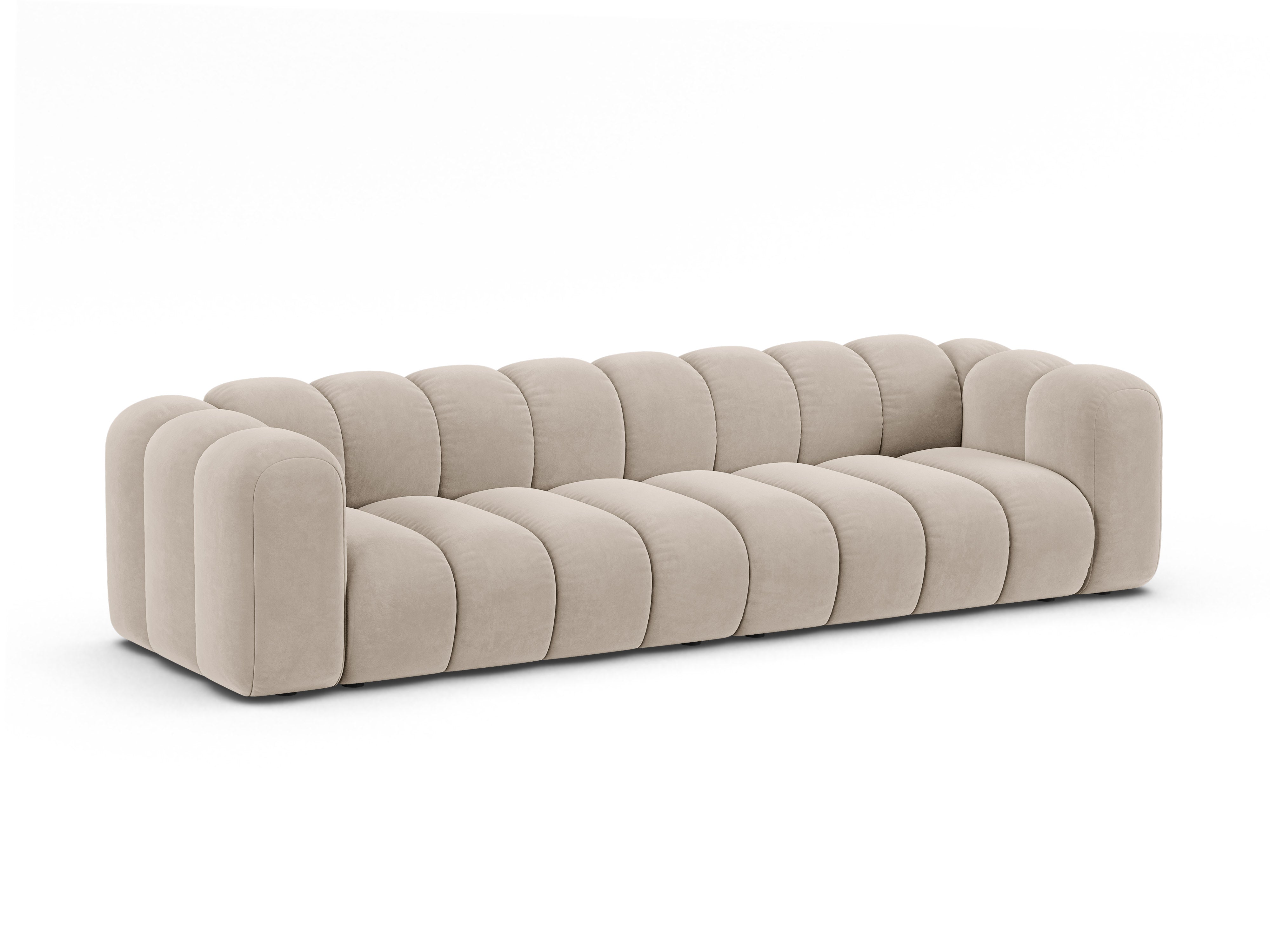 Sofa z jemného velúru pre 4 osoby LUPINE béžová
