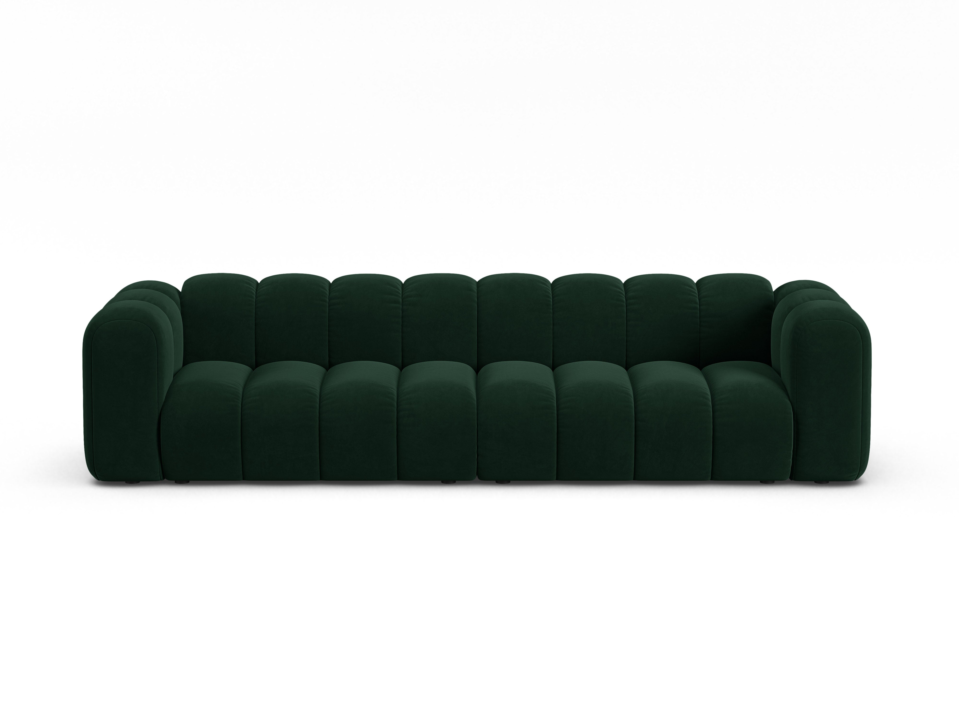 Sofa z jemného velúru pre 4 osoby LUPINE fľaškovozelená