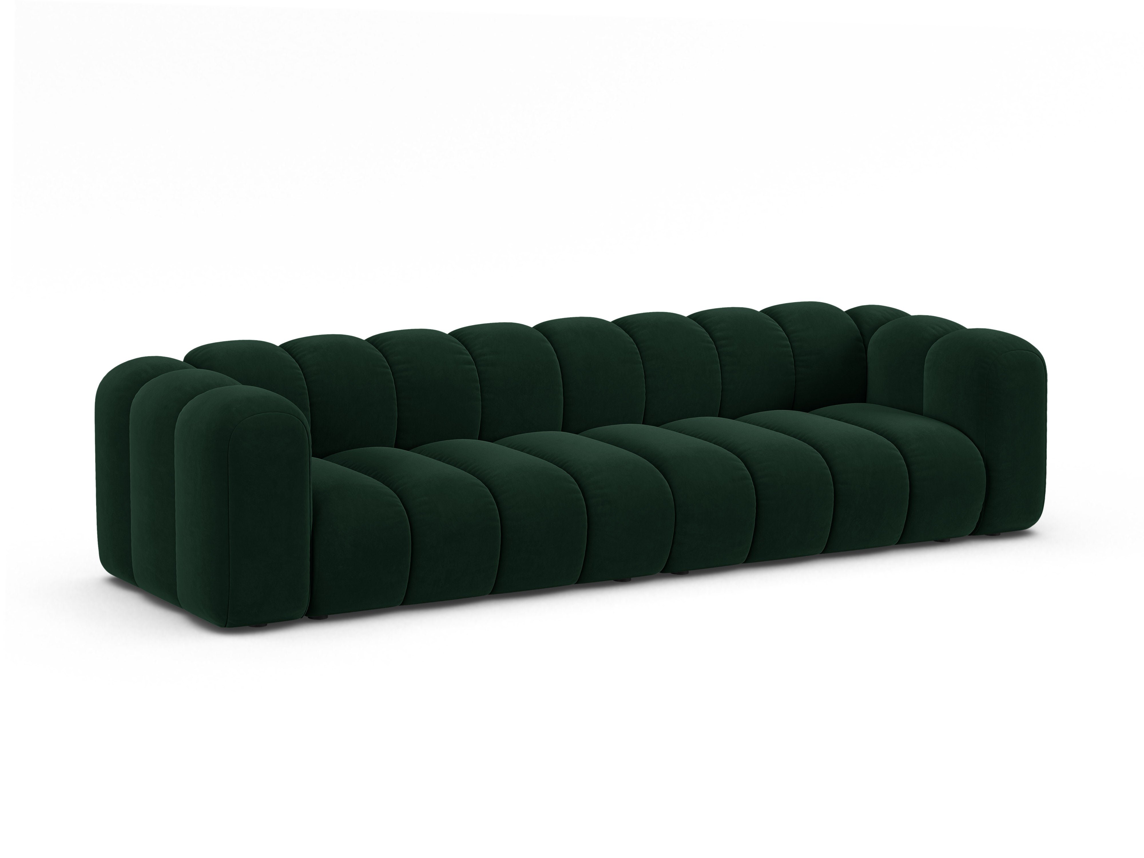 Sofa z jemného velúru pre 4 osoby LUPINE fľaškovozelená