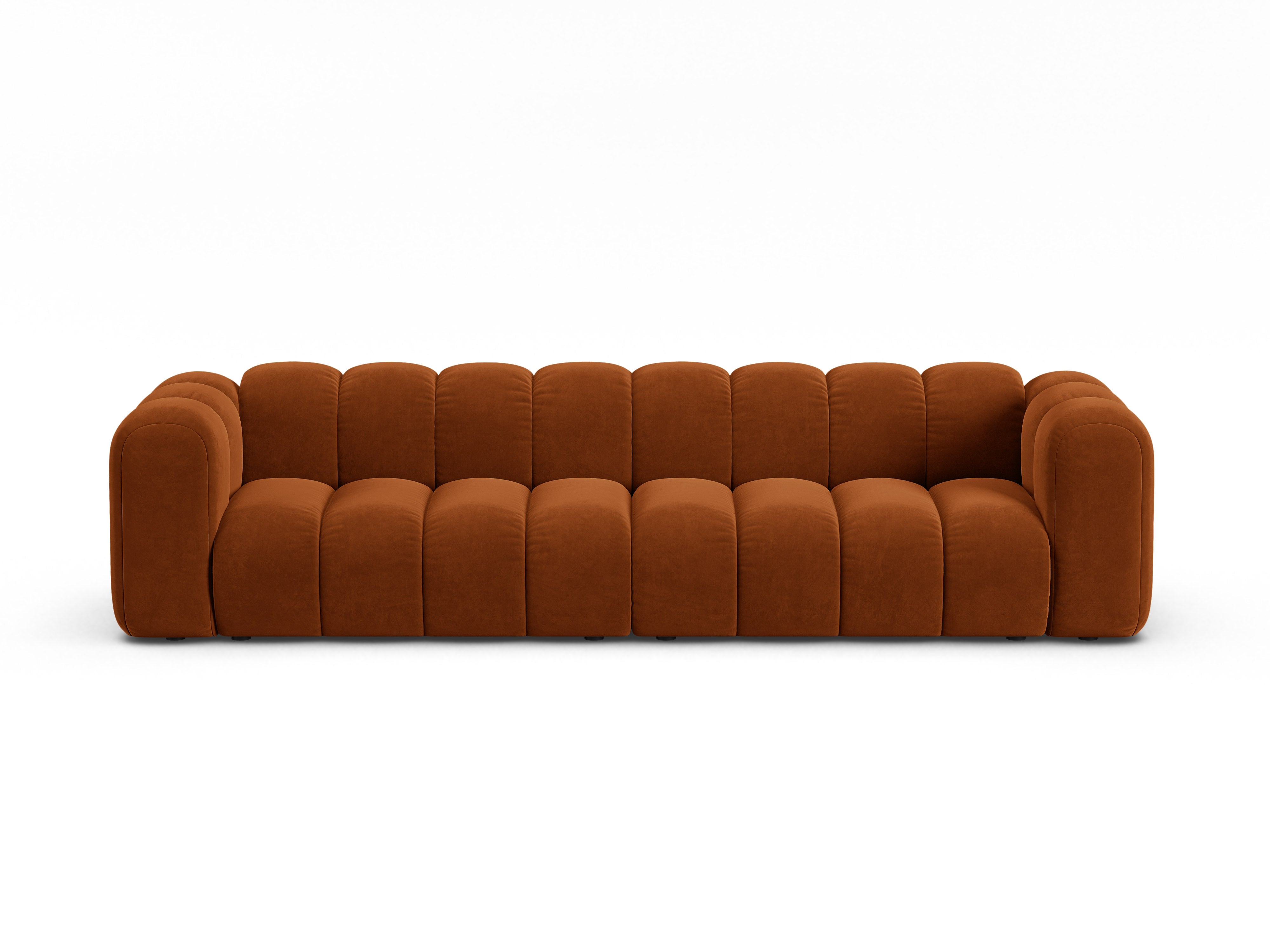 Sofa z jemného velúru pre 4 osoby LUPINE tehlová