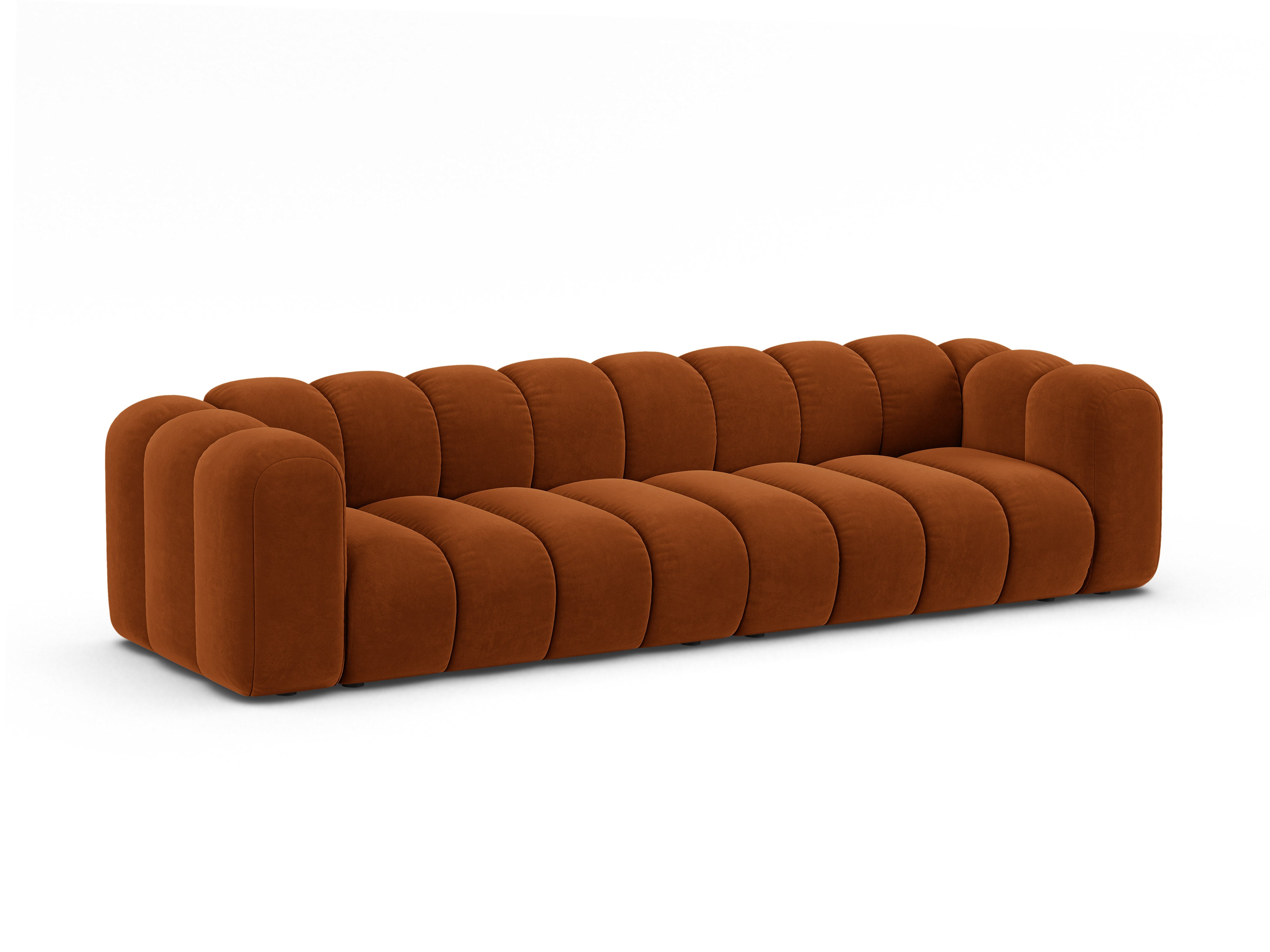 Sofa z jemného velúru pre 4 osoby LUPINE tehlová