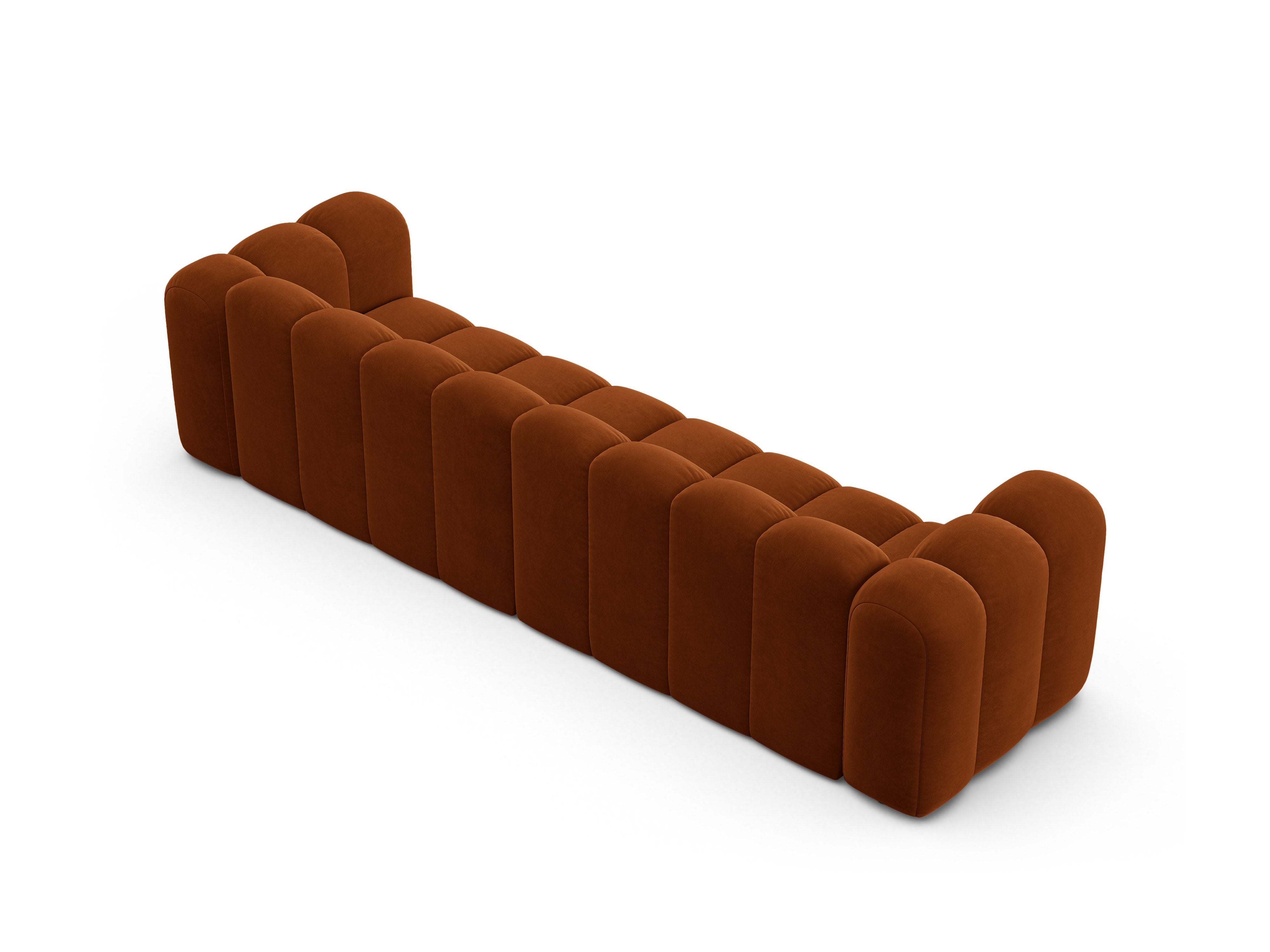 Sofa z jemného velúru pre 4 osoby LUPINE tehlová
