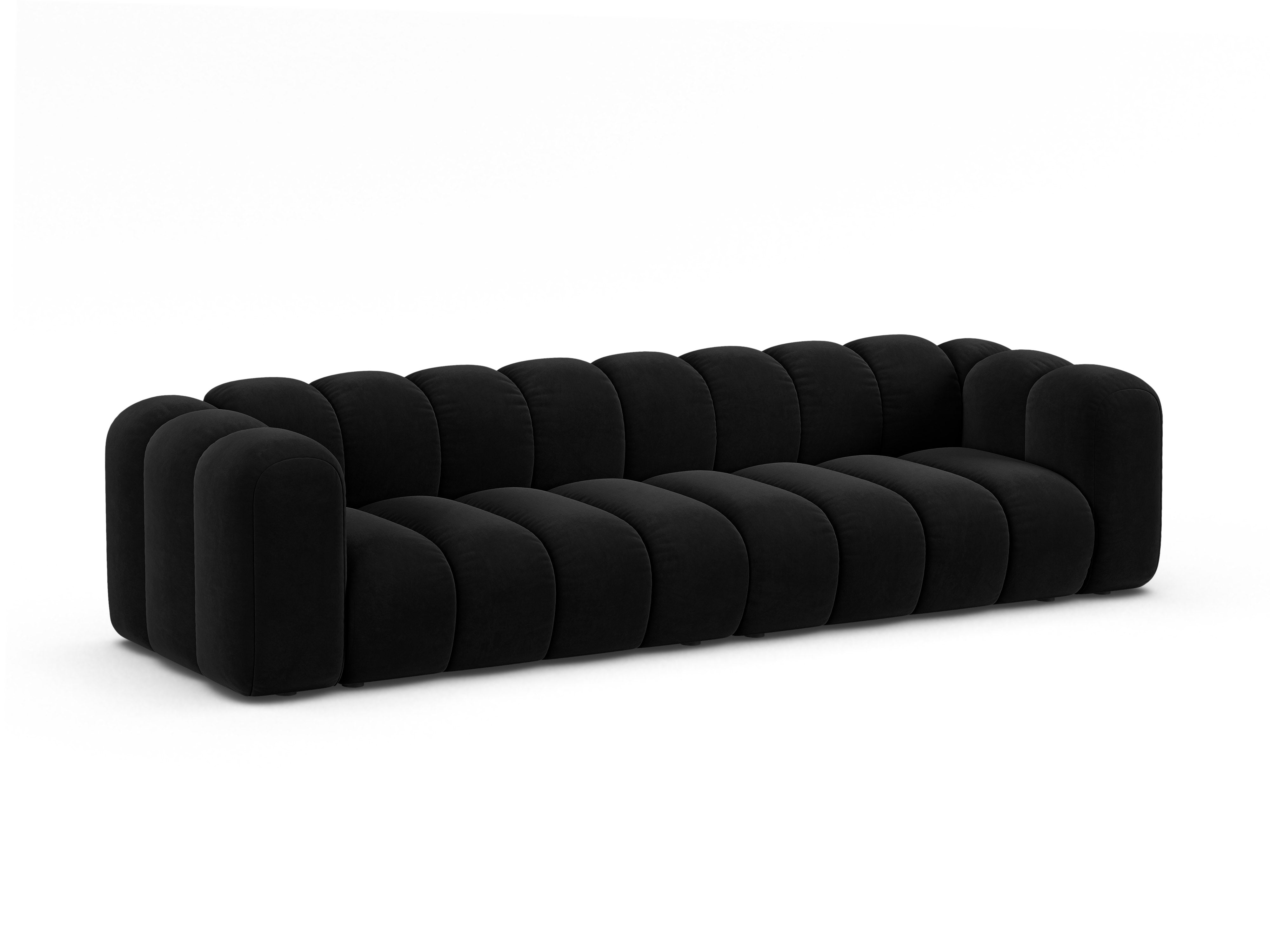Sofa z jemného velúru pre 4 osoby LUPINE čierna
