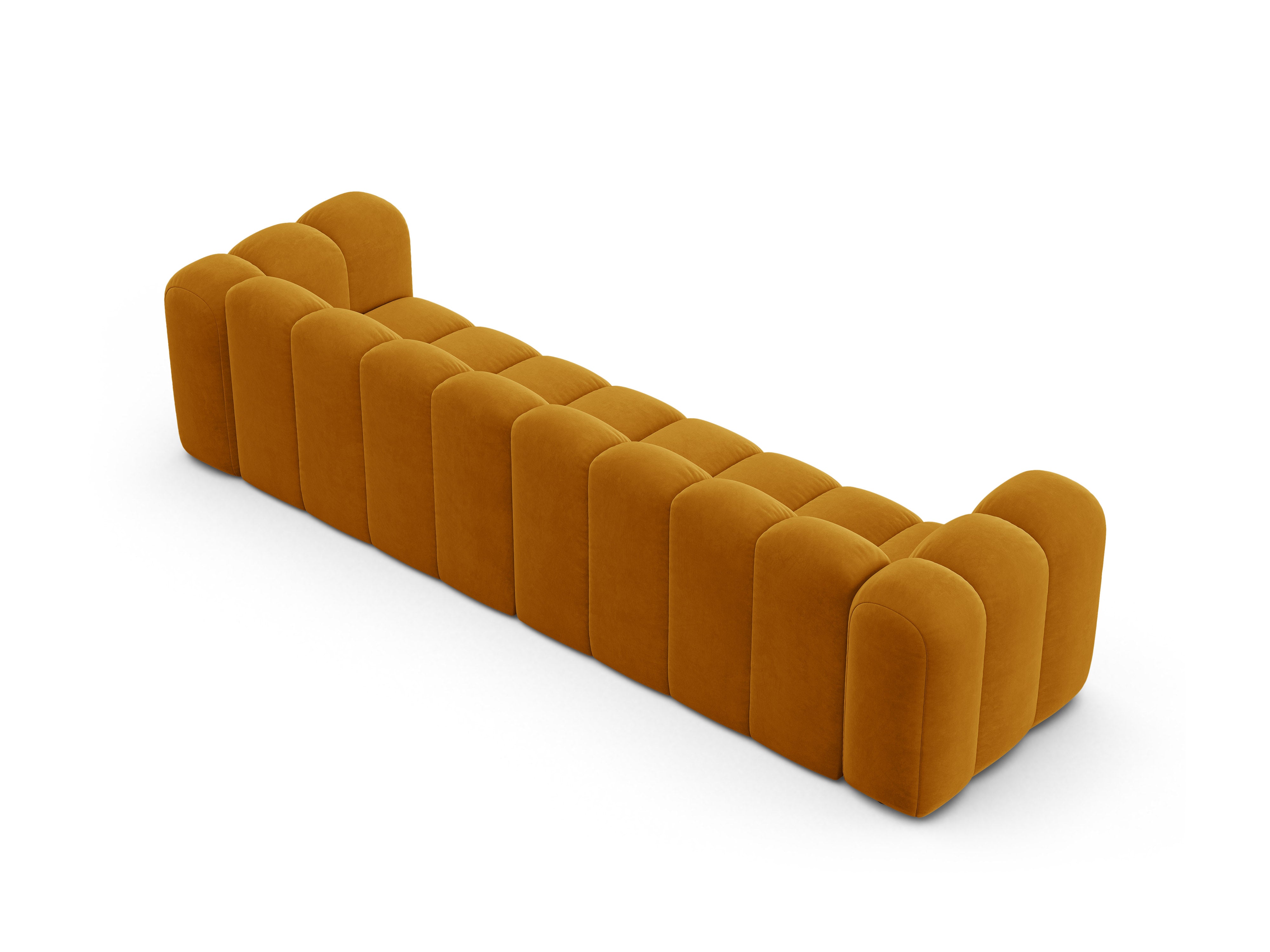 Sofa z jemného velúru pre 4 osoby LUPINE horčicová