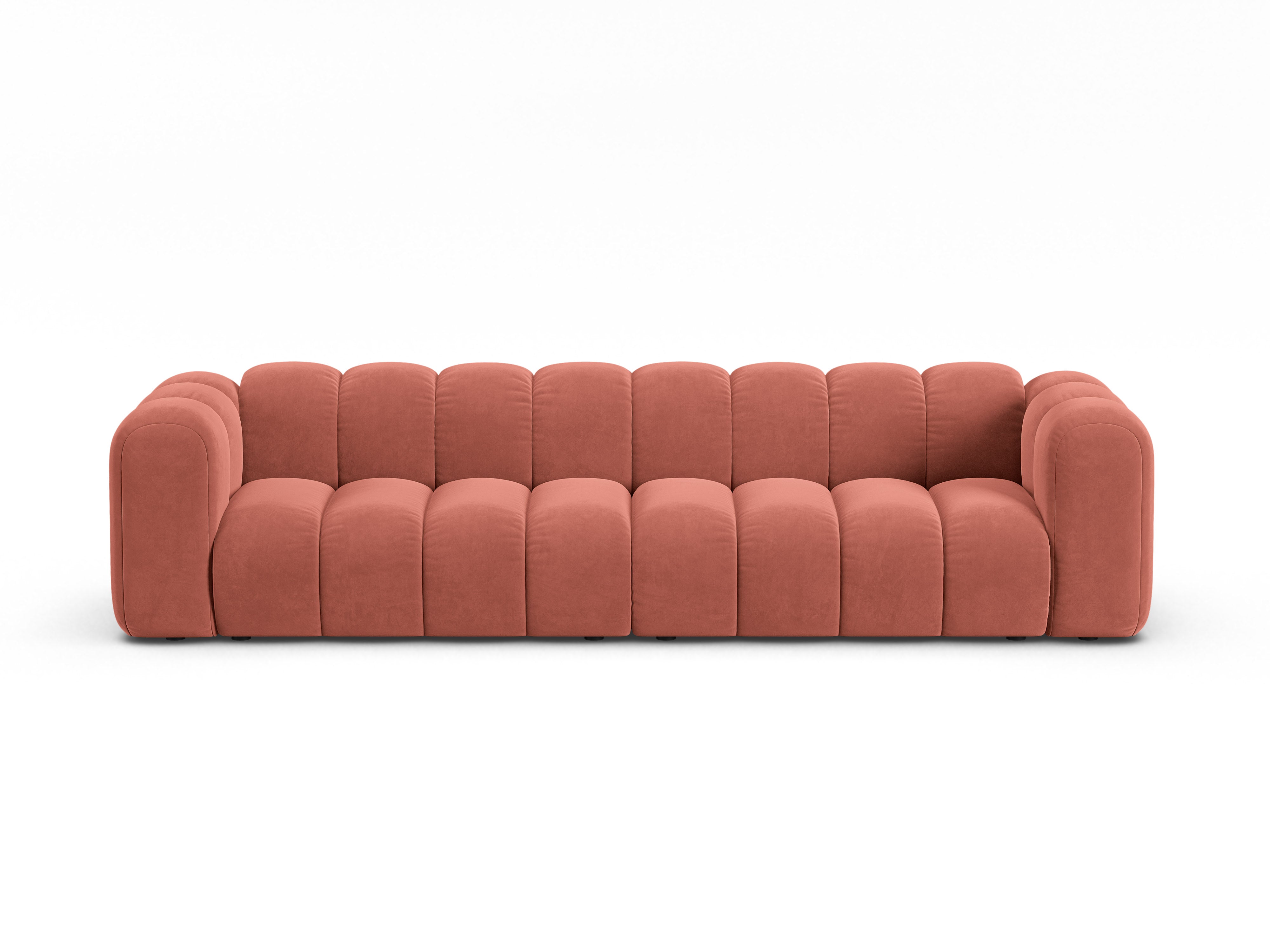 Sofa z jemného velúru pre 4 osoby LUPINE koralová