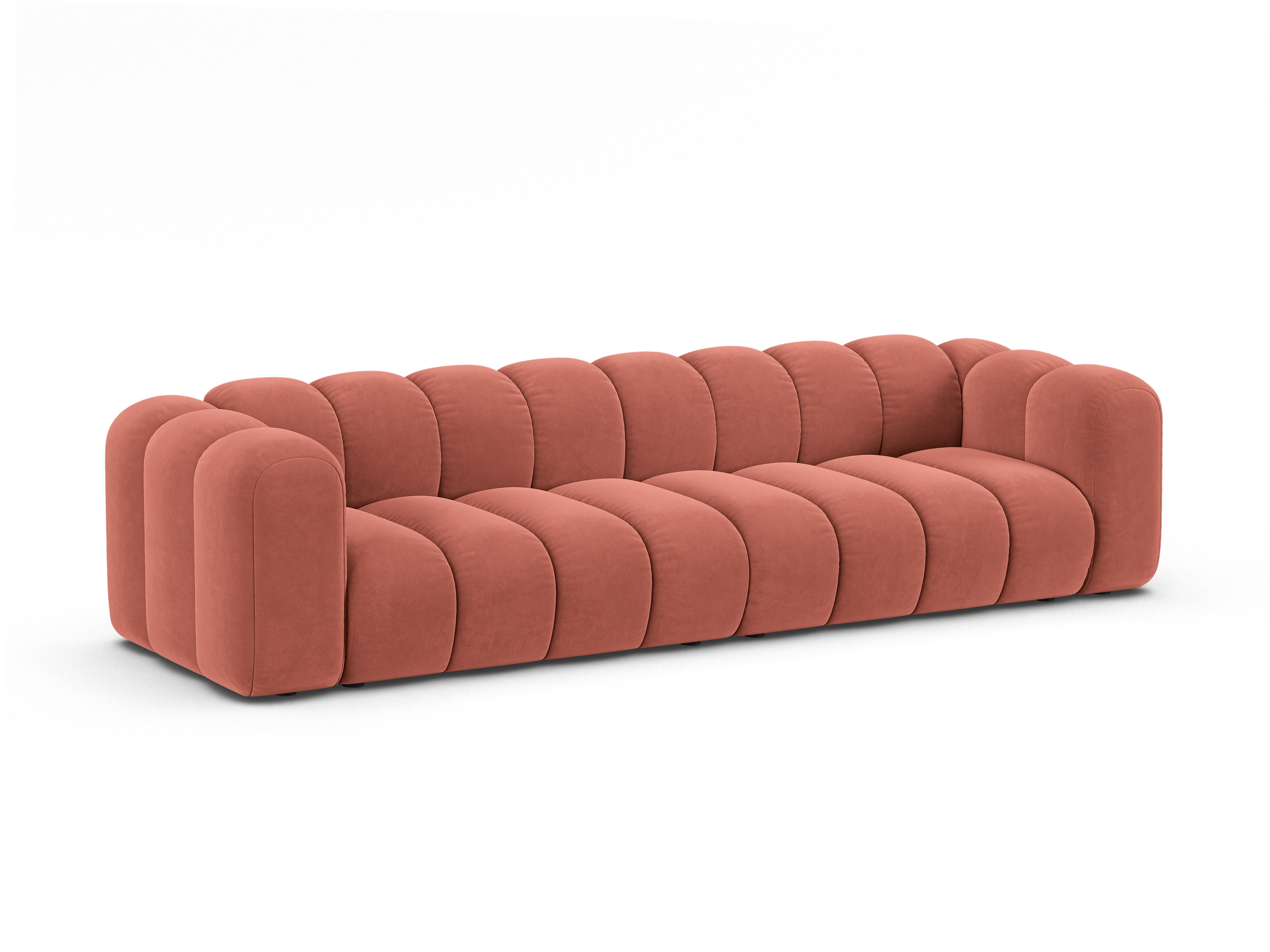 Sofa z jemného velúru pre 4 osoby LUPINE koralová