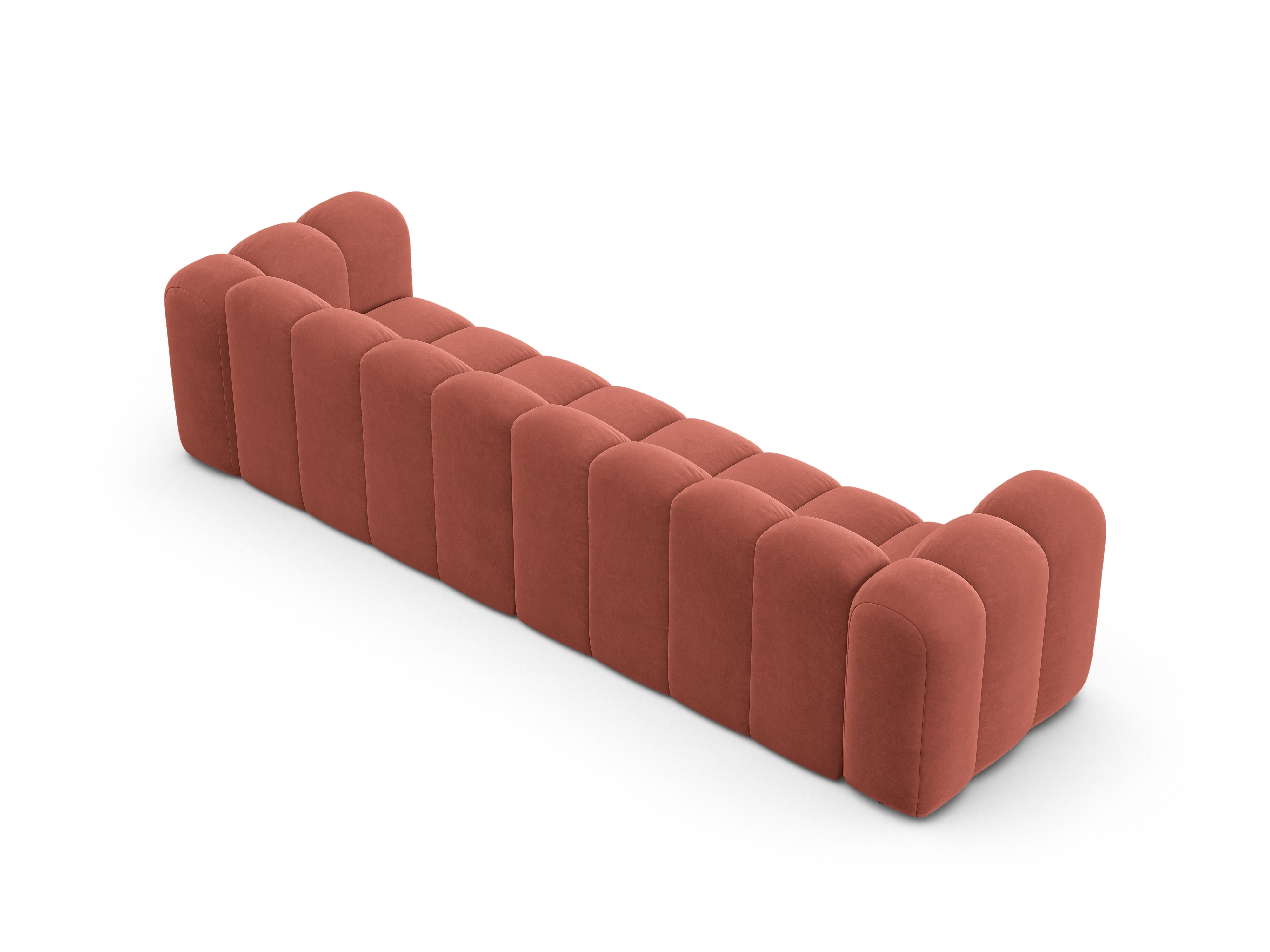 Sofa z jemného velúru pre 4 osoby LUPINE koralová