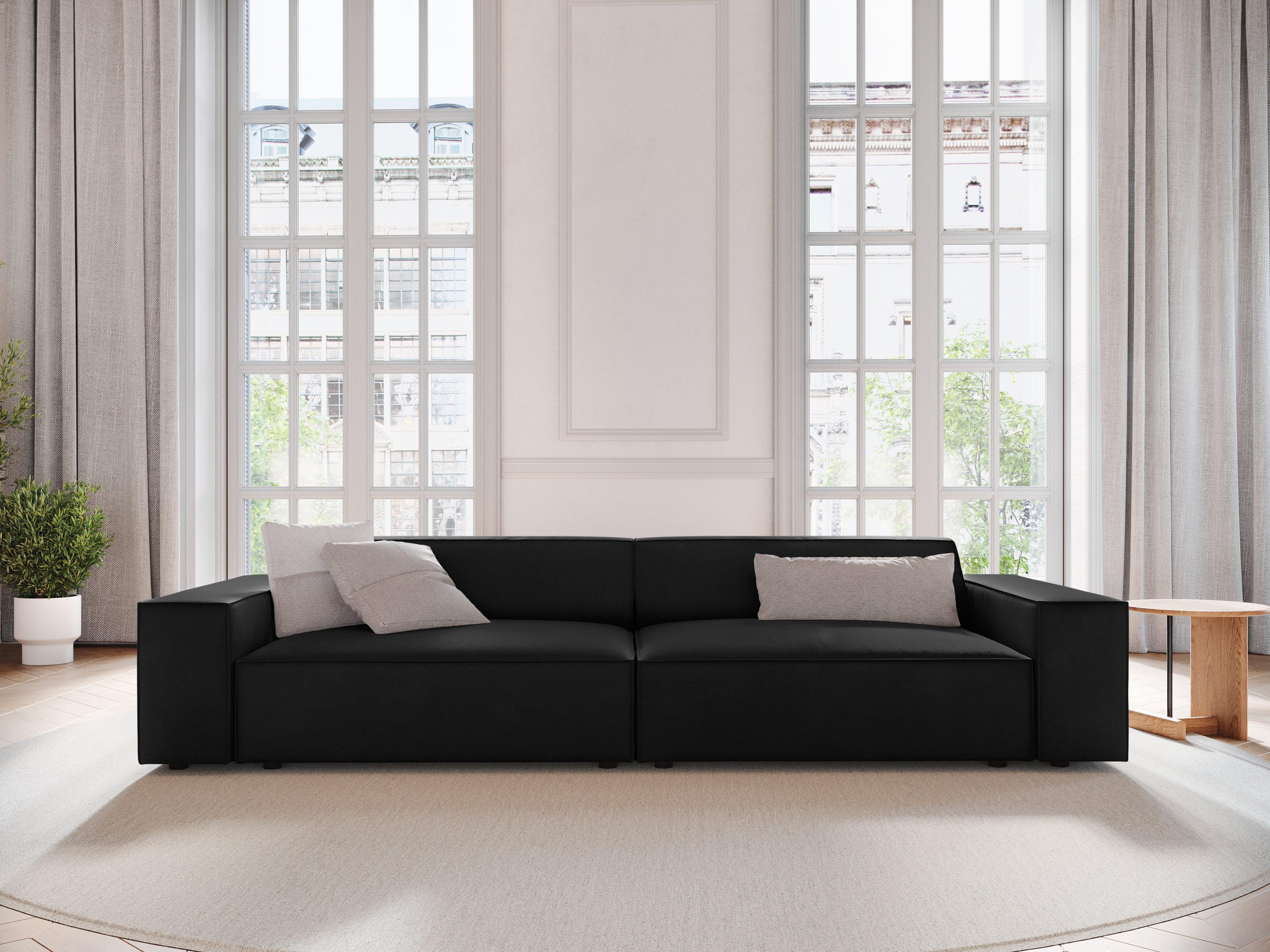 Sofa aksamitna 4-osobowa JODIE czarny Micadoni Eye on Design